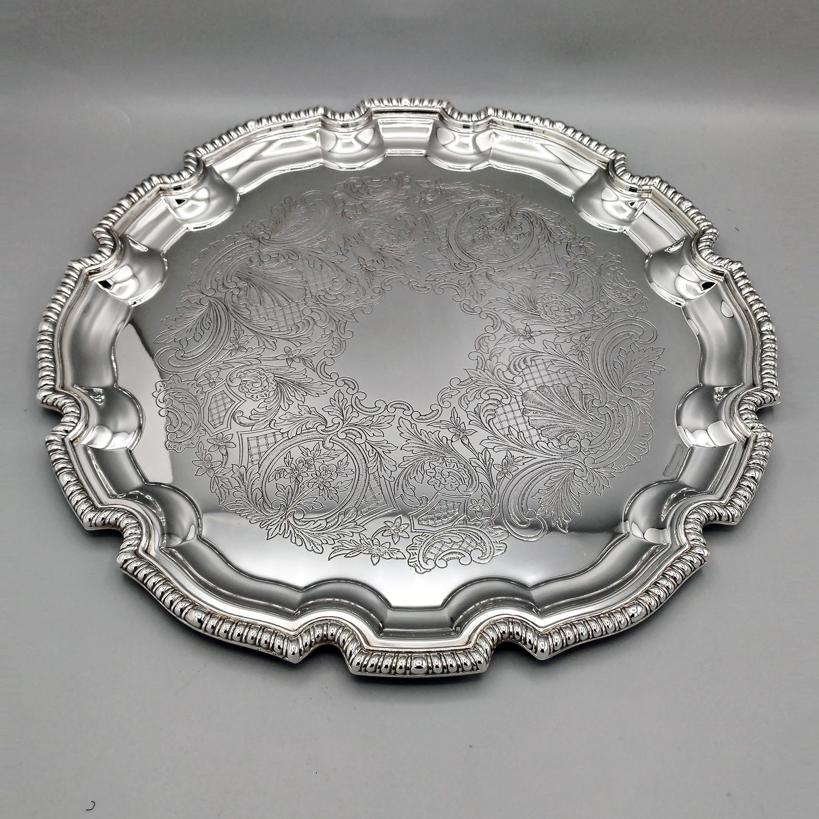 XXI Italian Solid 800 Silver round Tray - Salver In condizioni Nuovo in vendita a VALENZA, IT