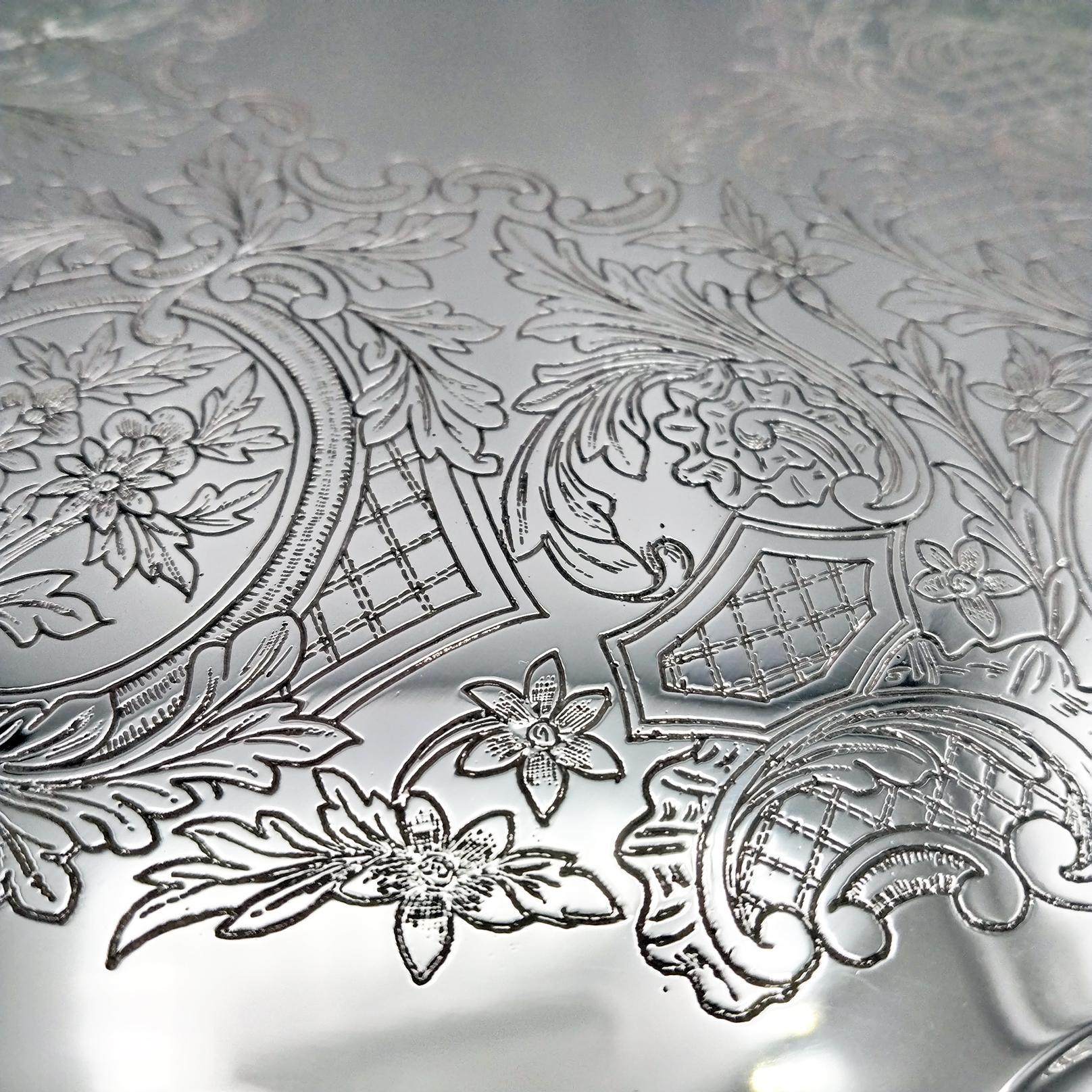 Argento XXI Italian Solid 800 Silver round Tray - Salver in vendita
