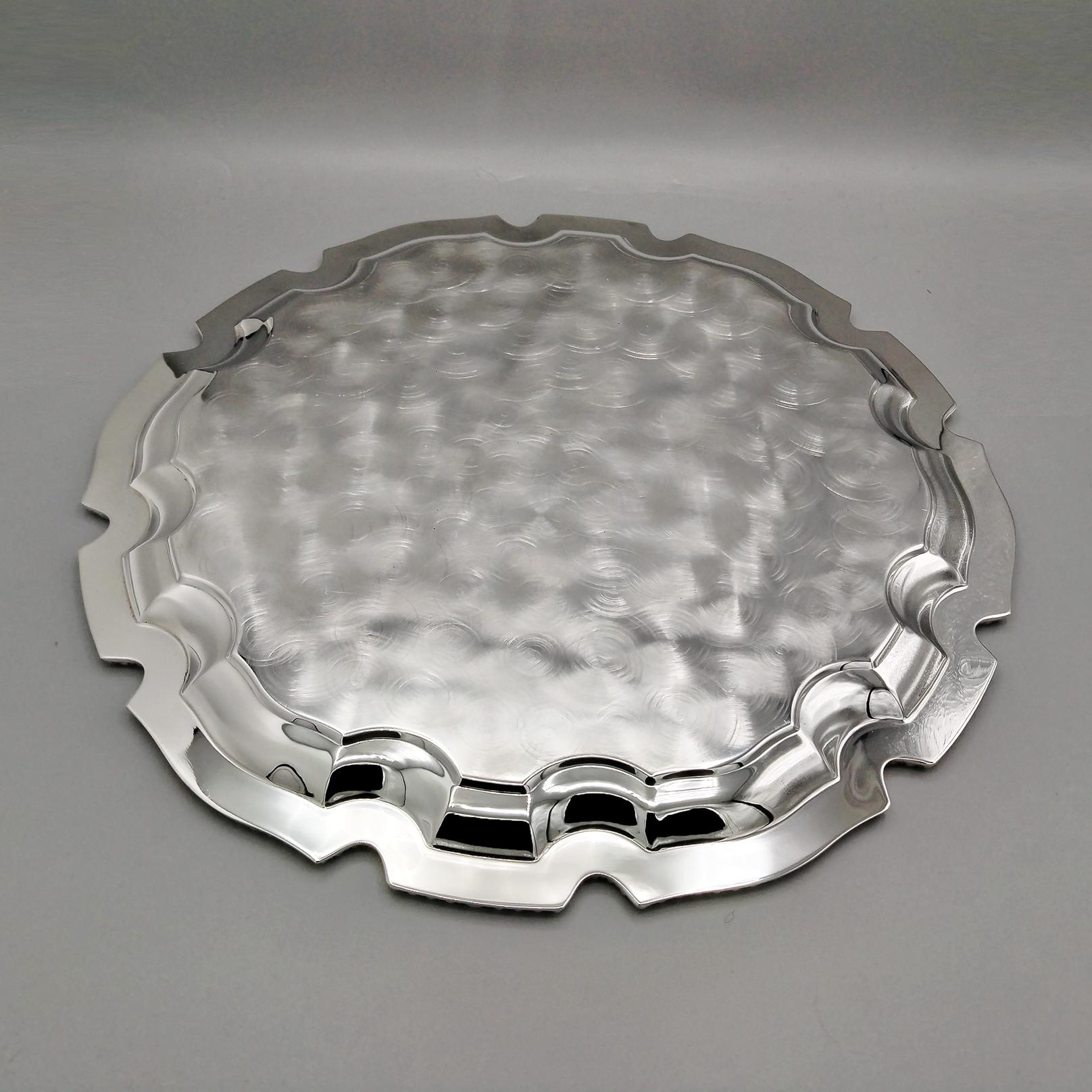 XXI Italian Solid 800 Silver round Tray - Salver in vendita 1