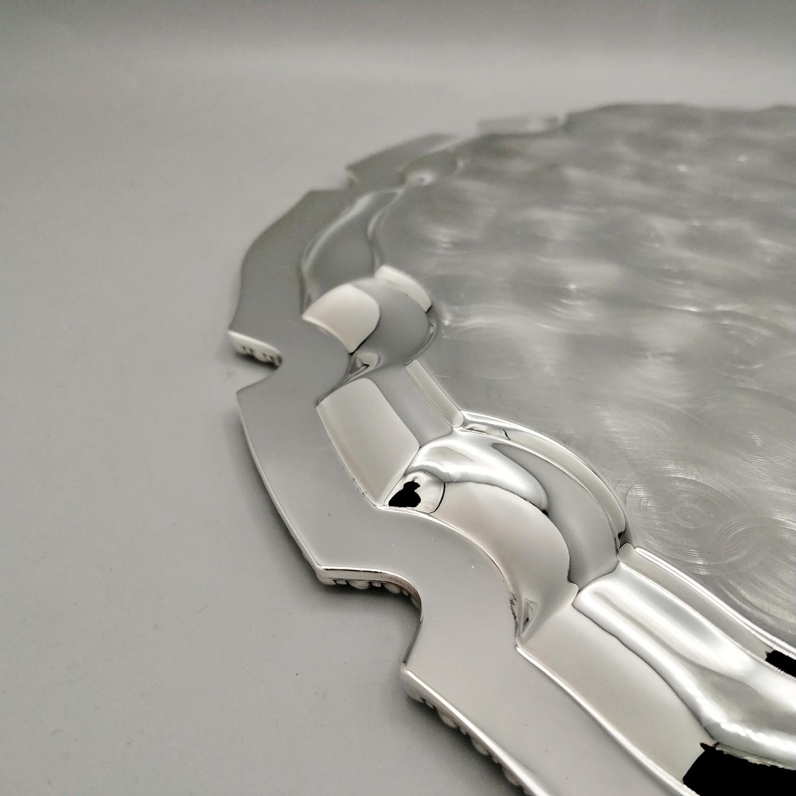 XXI Italian Solid 800 Silver round Tray - Salver in vendita 2
