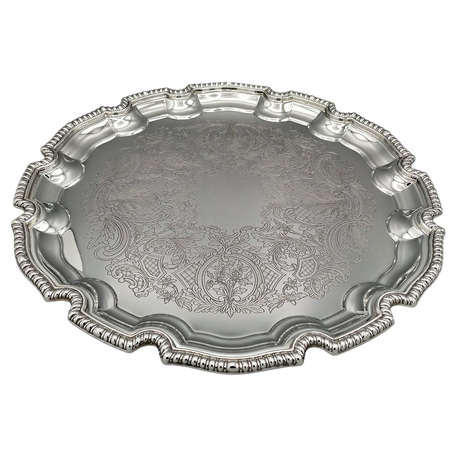 XXI Italian Solid 800 Silver round Tray - Salver in vendita