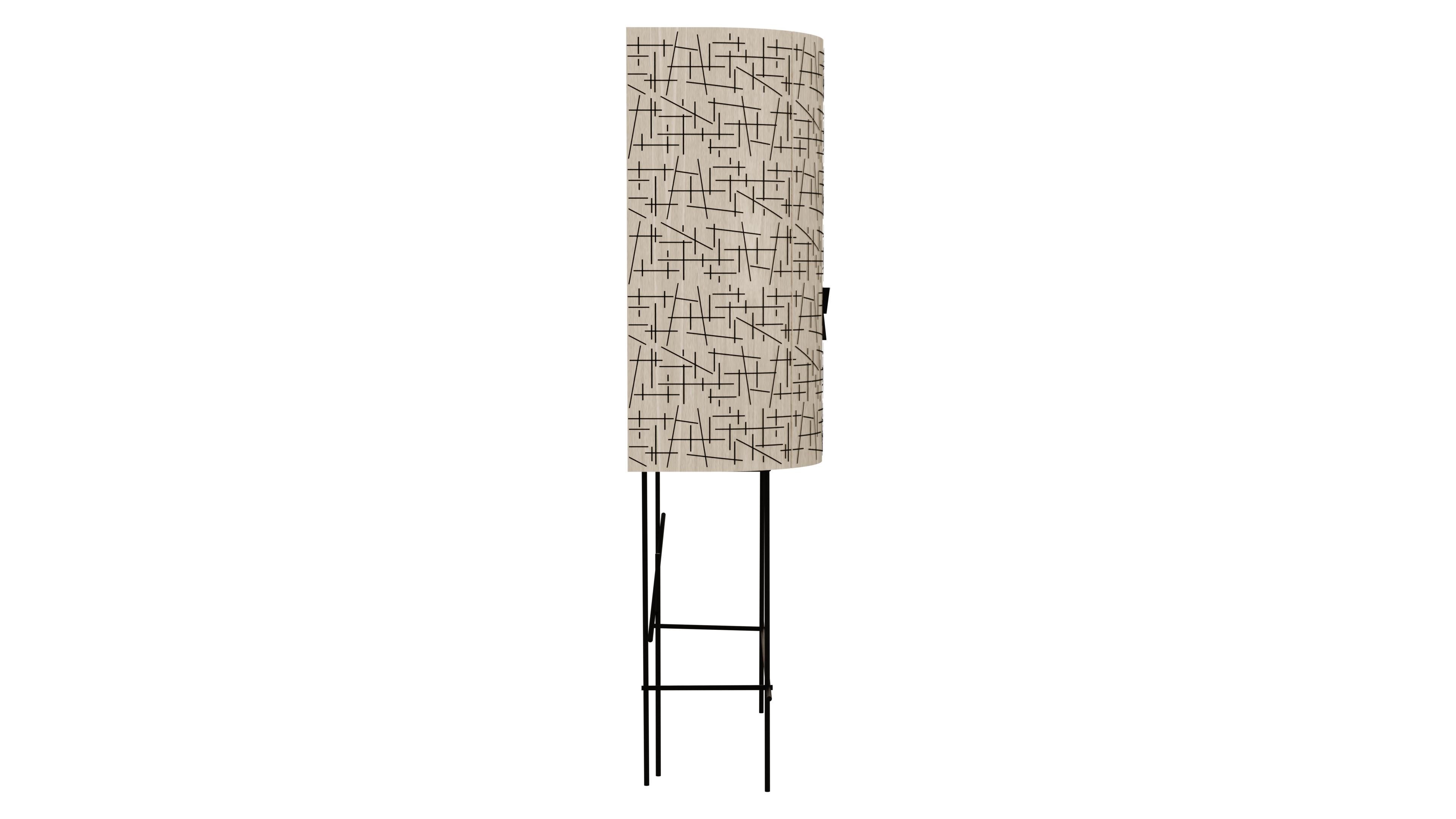 Mueble bar del siglo XXI con incrustaciones de abedul gris y fresno negro y base de metal Incrustación en venta
