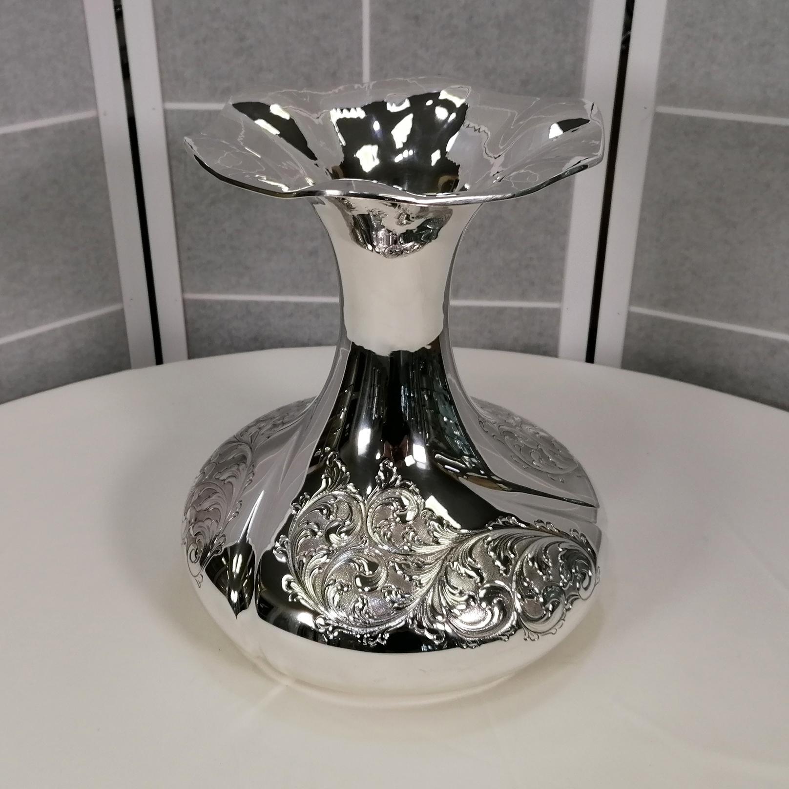 XXI Solid 800 Silver baroque Vase For Sale 3