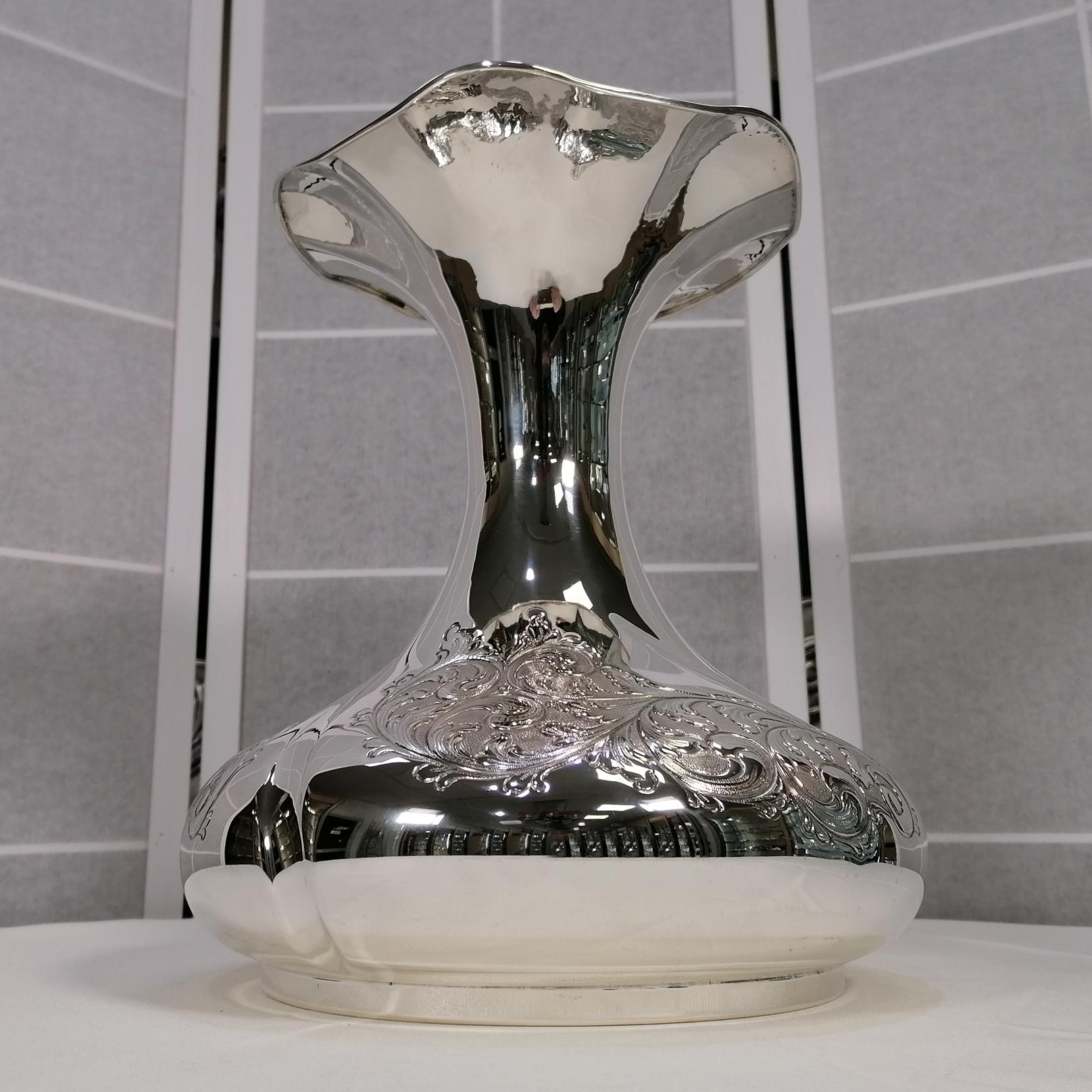XXI Solid 800 Silver baroque Vase For Sale 4