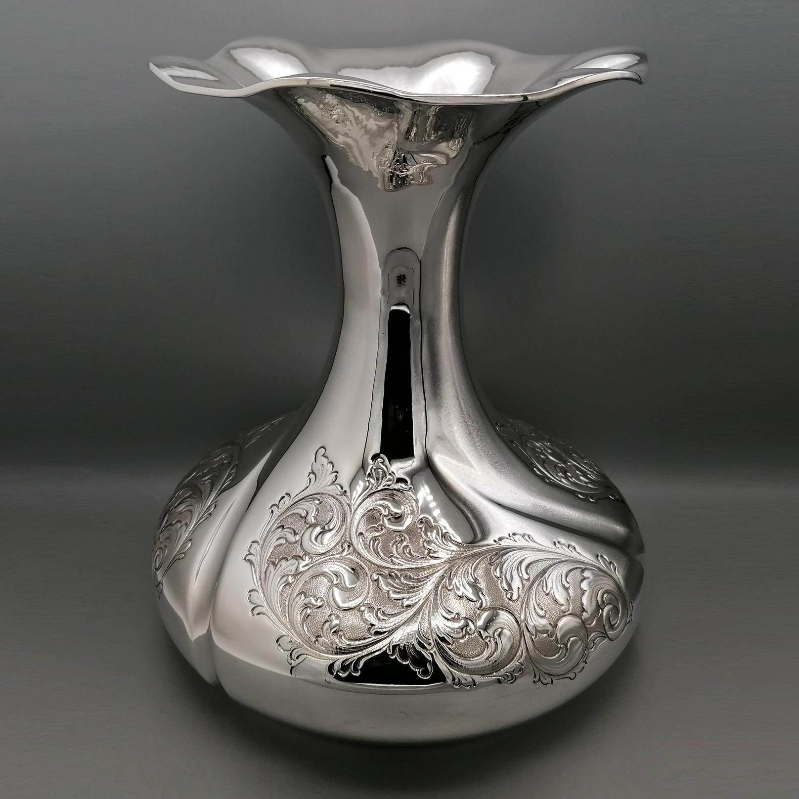 XXI Solid 800 Silver baroque Vase For Sale 7