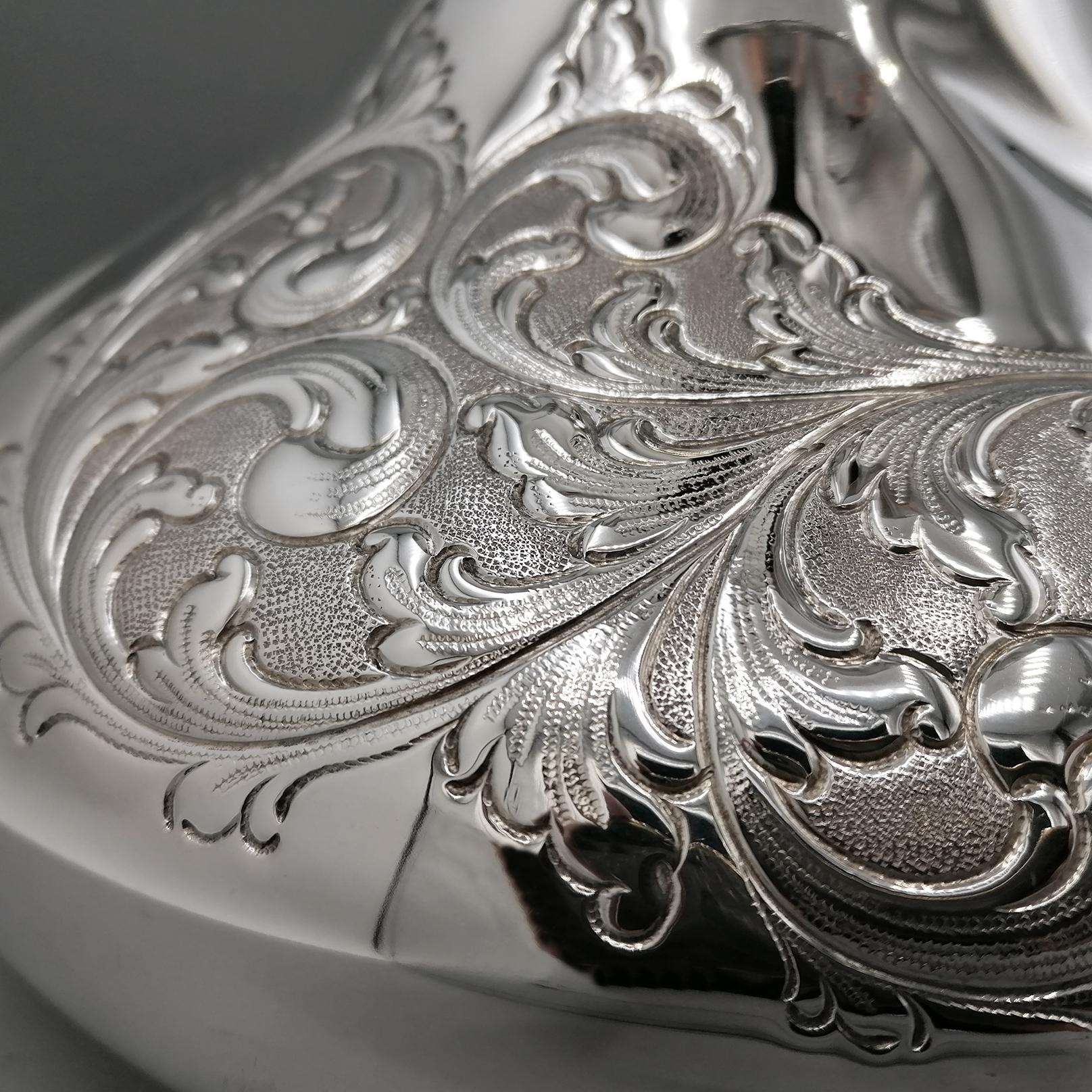 Italian XXI Solid 800 Silver baroque Vase For Sale
