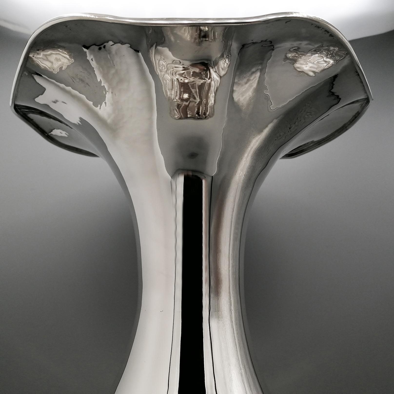 Engraved XXI Solid 800 Silver baroque Vase For Sale