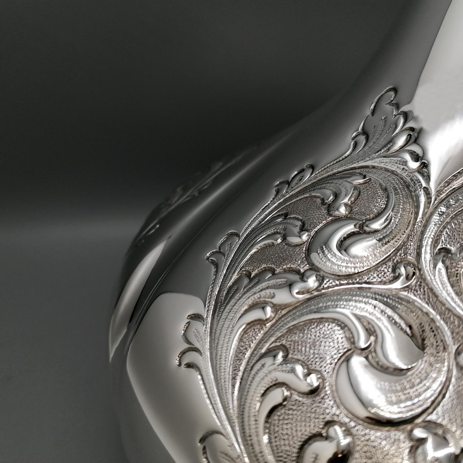 Contemporary XXI Solid 800 Silver baroque Vase For Sale