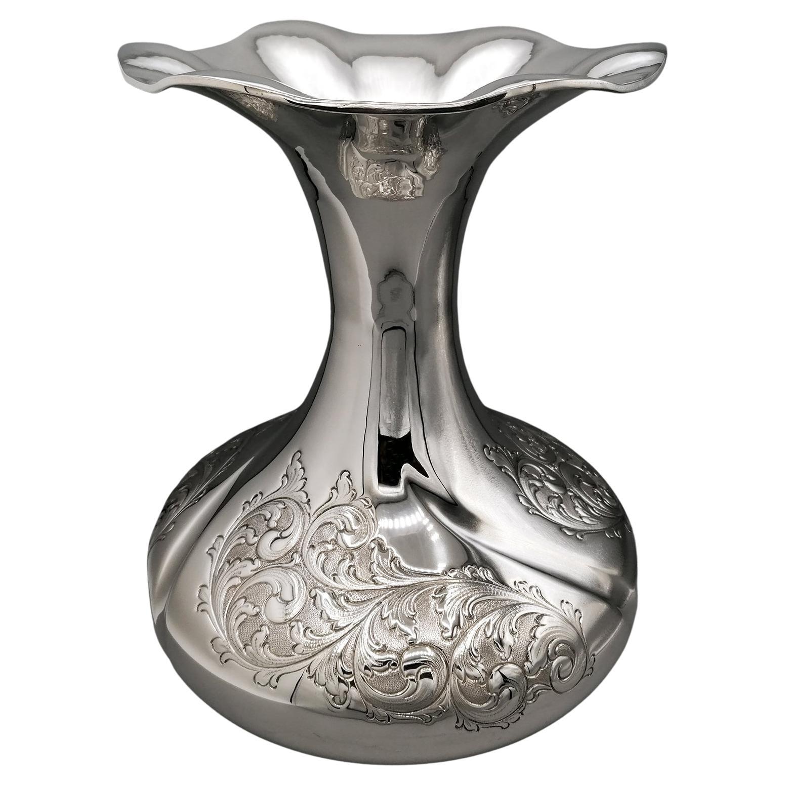 XXI Solid 800 Silver baroque Vase For Sale