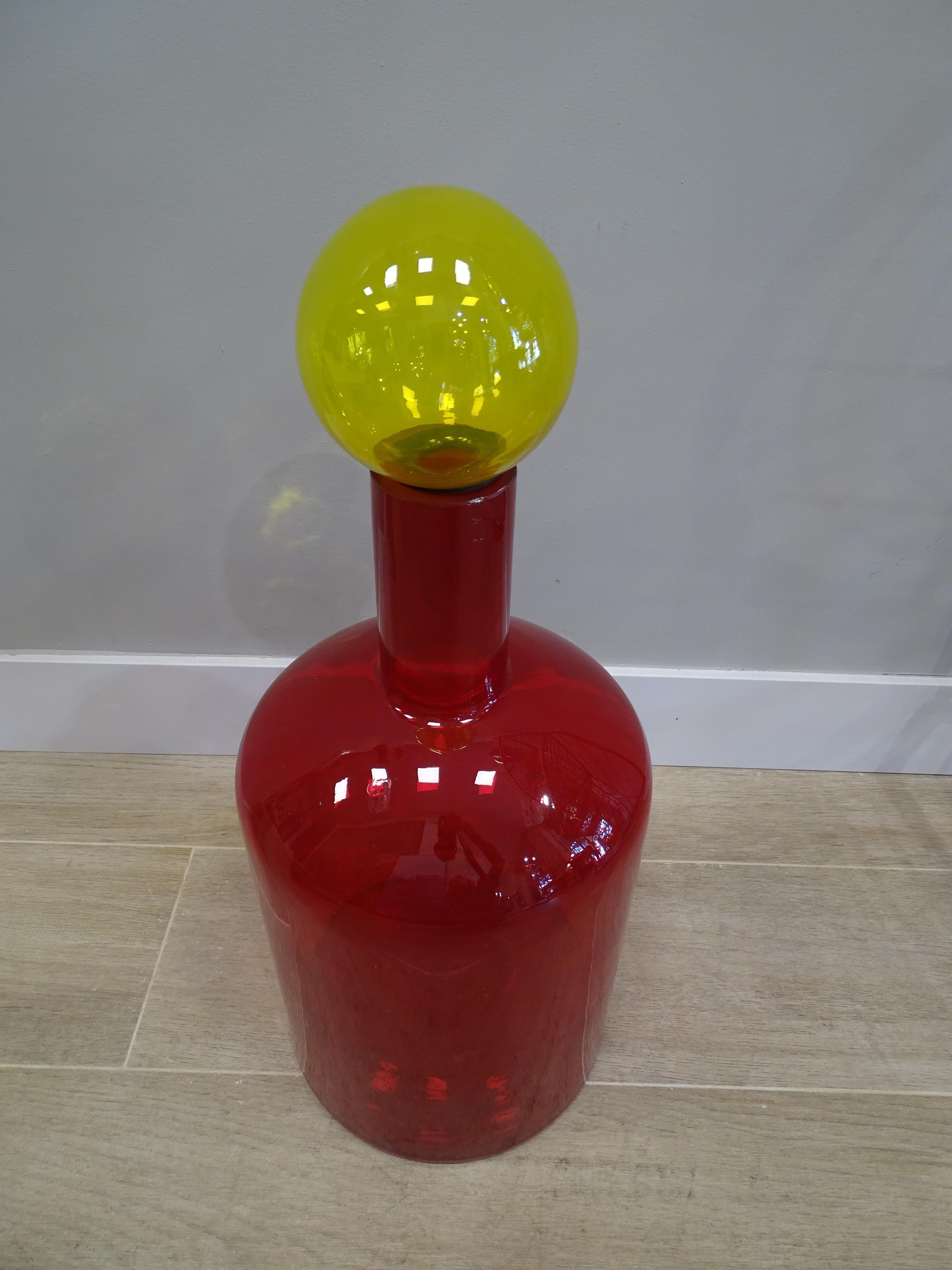 XXI th Century Couple of Glass Red, Blue, Yellow Bottles 2