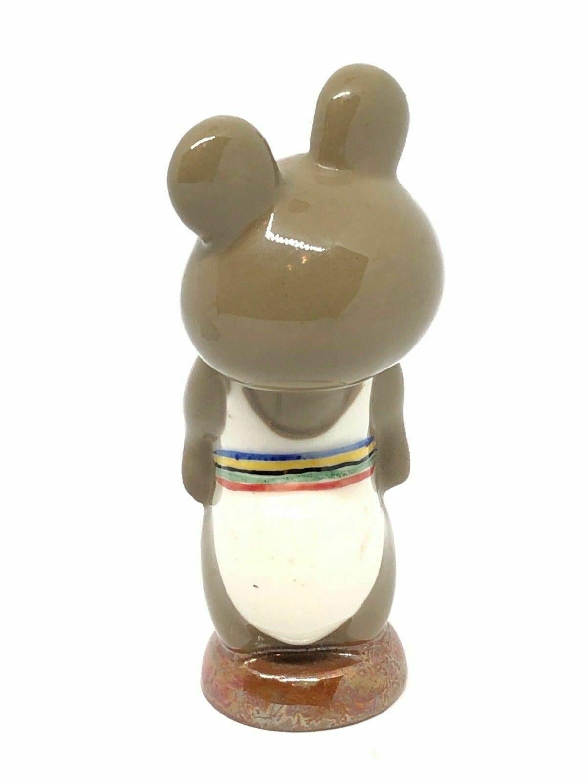 Original vintage Soviet sport Mascot for the 22nd Summer Olympic Games (Games of the XXII Olympiad) in 1980 held in Moscow Russia, Misha the Moscow Olympic Games mascot, wearing an Olympic Rings belt. Nice addition to any collection.