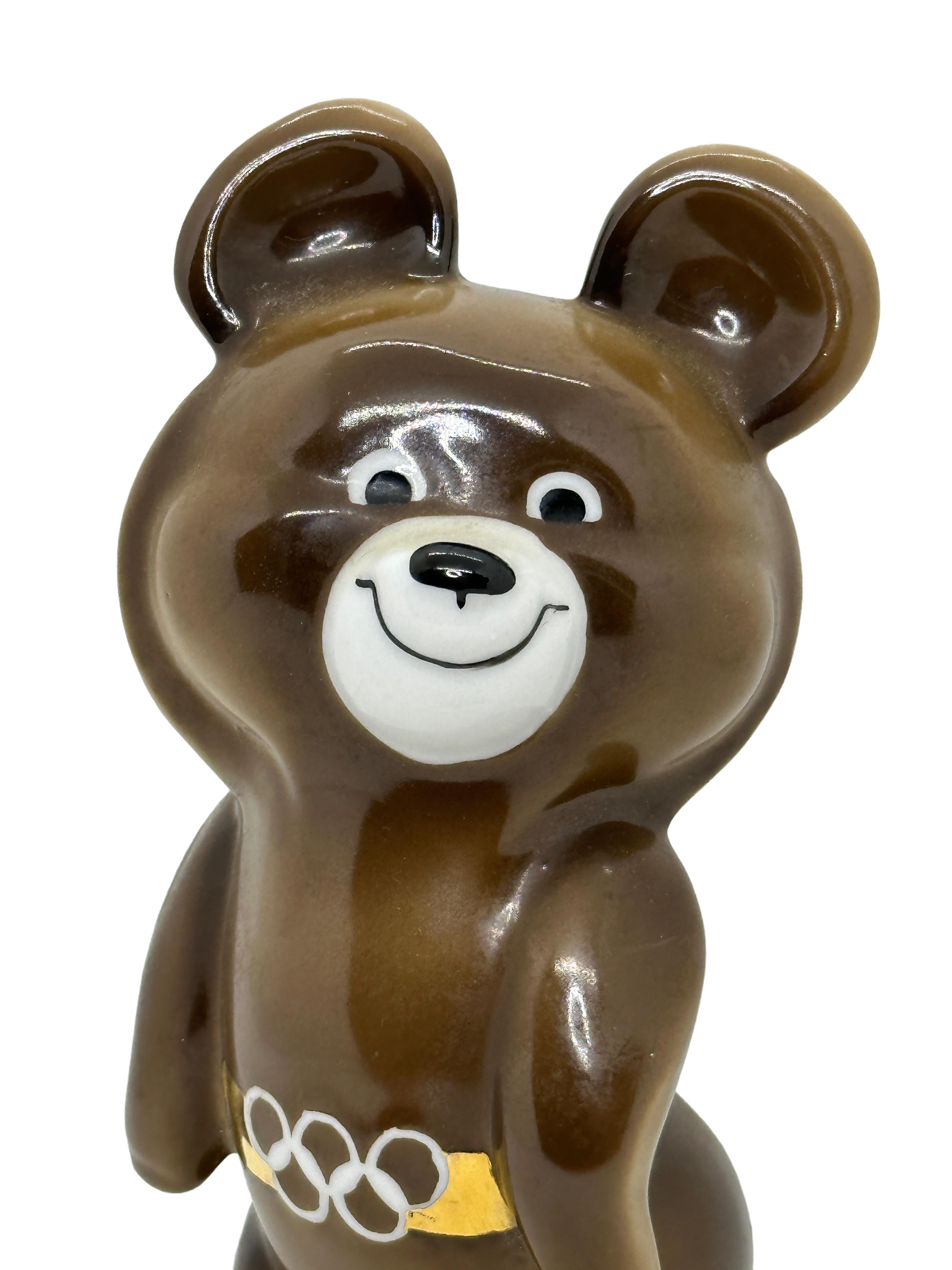 Modern XXII Moscow Olympic Games 1980 Porcelain Mascot Misha Mishka Bear Vintage For Sale