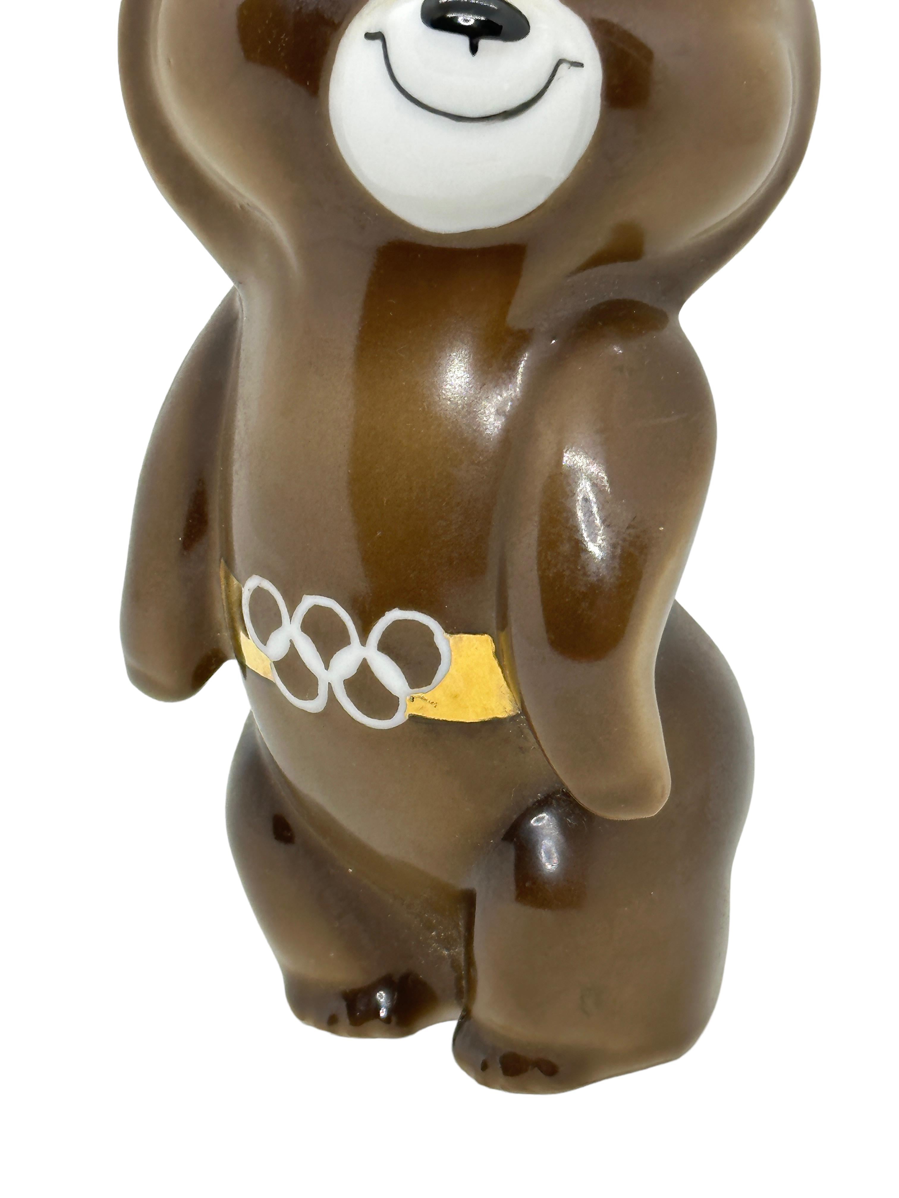 Russian XXII Moscow Olympic Games 1980 Porcelain Mascot Misha Mishka Bear Vintage For Sale