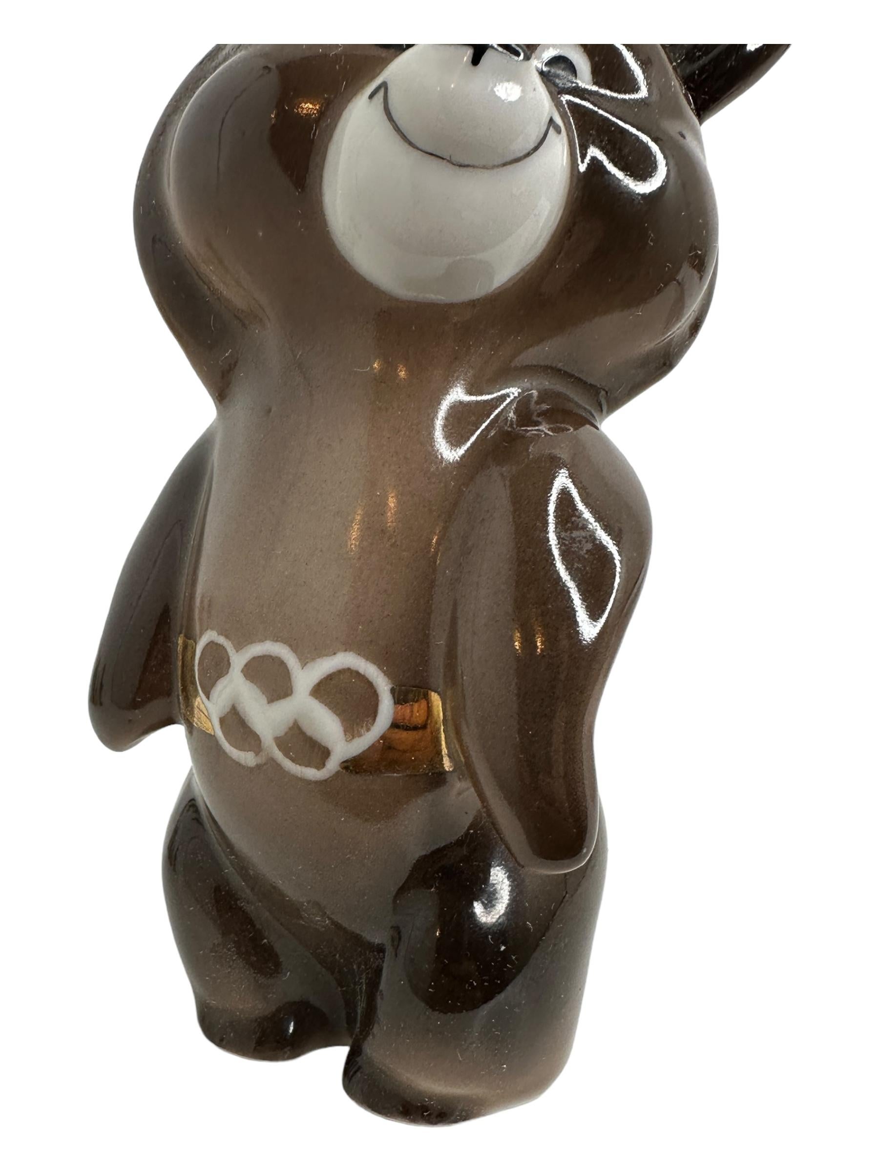 Porzellan Mascot Misha Mishka Bär Vintage XXII Moskauer Olympische Spiele 1980 im Angebot 1