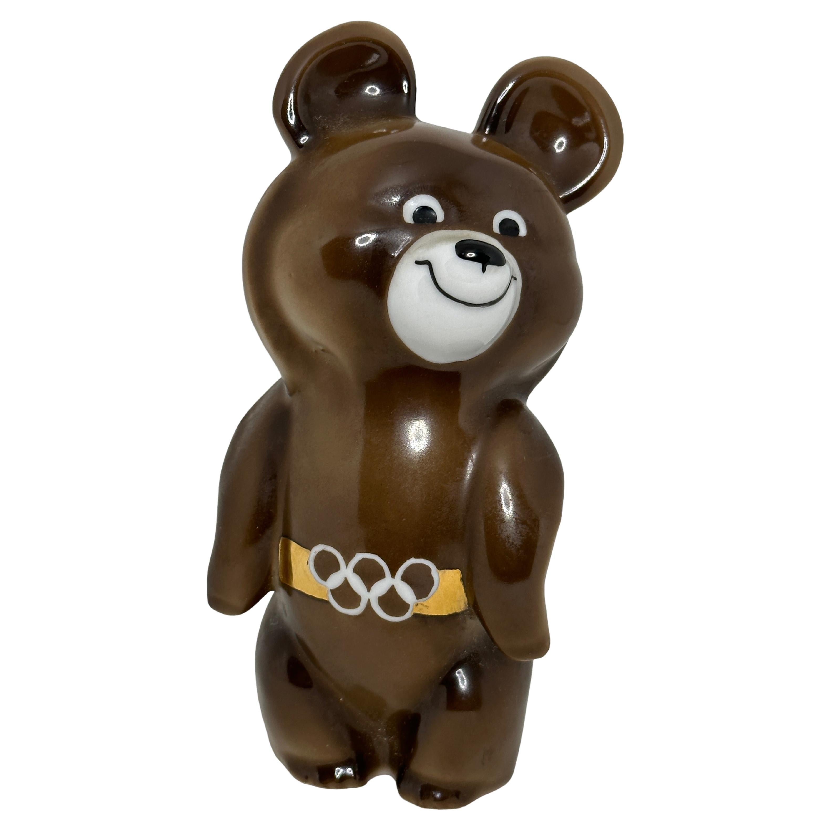 XXII Moscow Olympic Games 1980 Porcelain Mascot Misha Mishka Bear Vintage For Sale