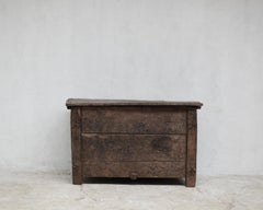 XXL 17th C. Galician Chestnut Coffer/Console Table Wabi Sabi