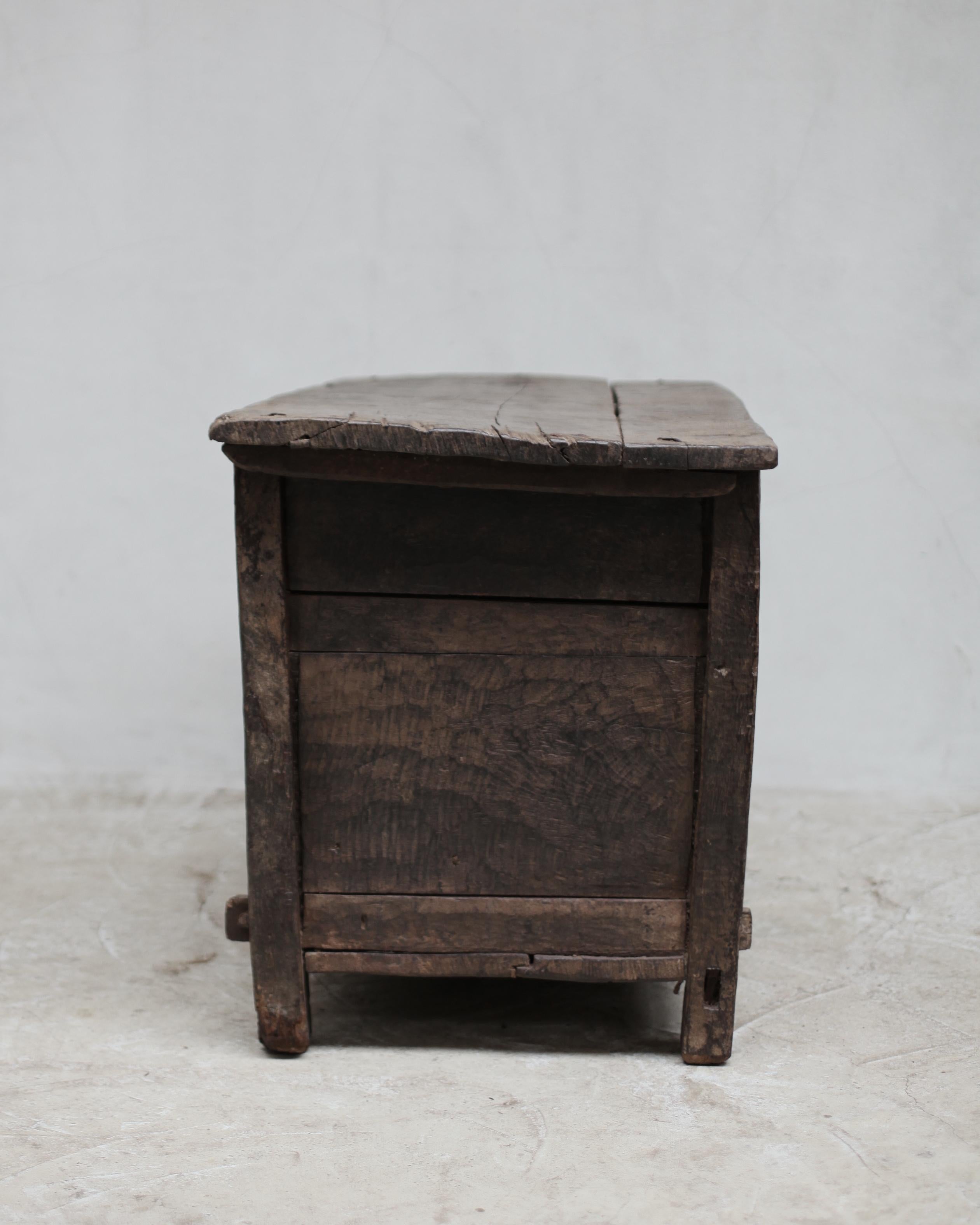 17th Century XXL 17th C. Galician Chestnut Coffer/Console Table Wabi Sabi