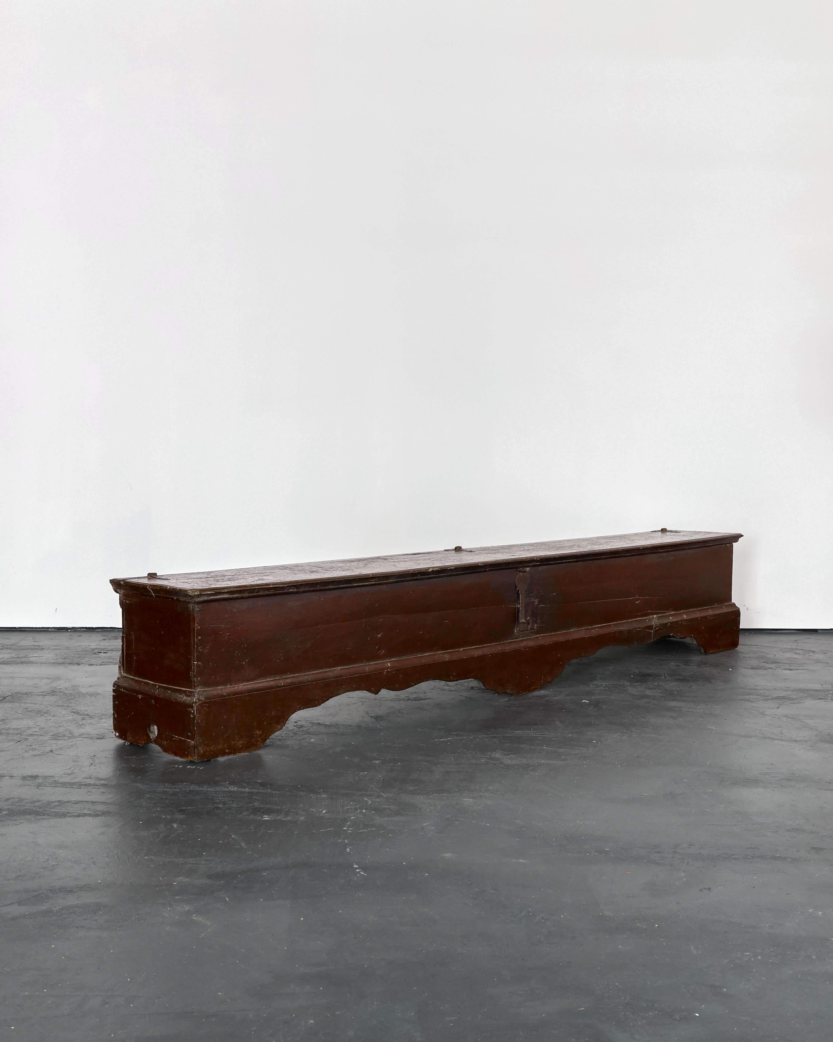 Chestnut XXL 18th C. Catalan Coffer/Bench For Sale
