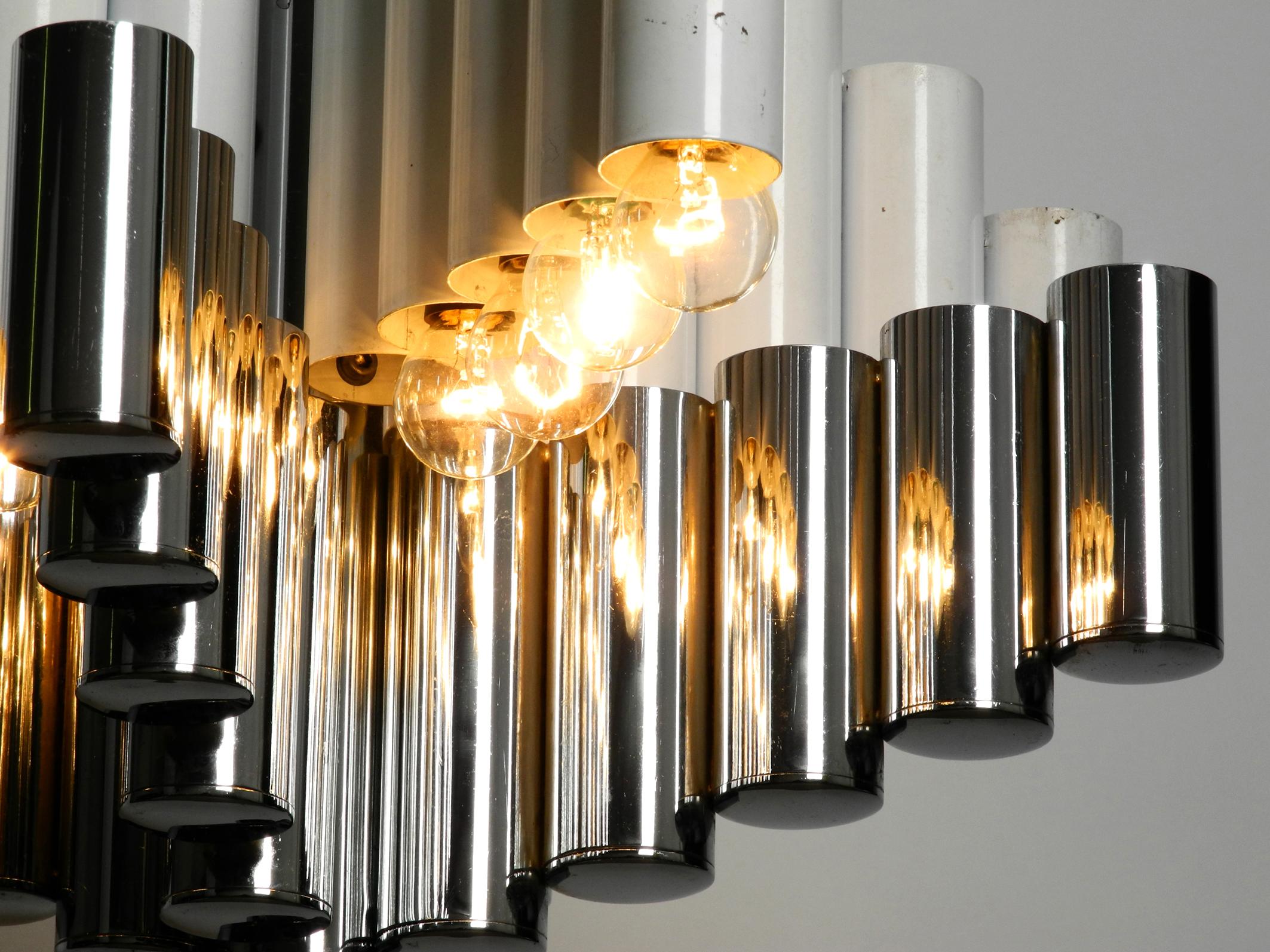 XXL 1960s Heavy Metal Chandelier in Space Age Design with 16 Sockets For Sale 8