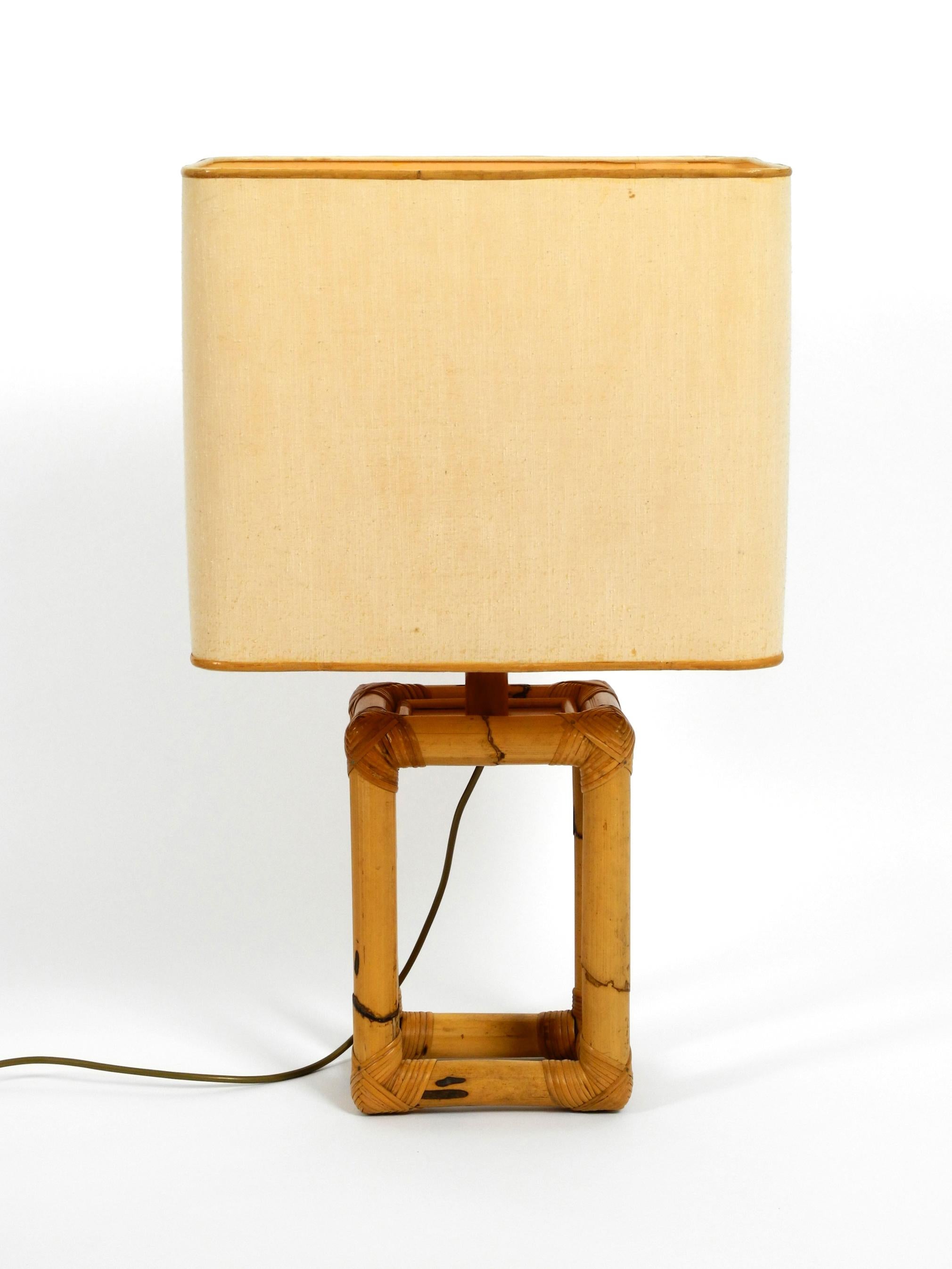 Extra Large 1960s Minimalist Bamboo Table Lamp with a Large Fabric Shade 5