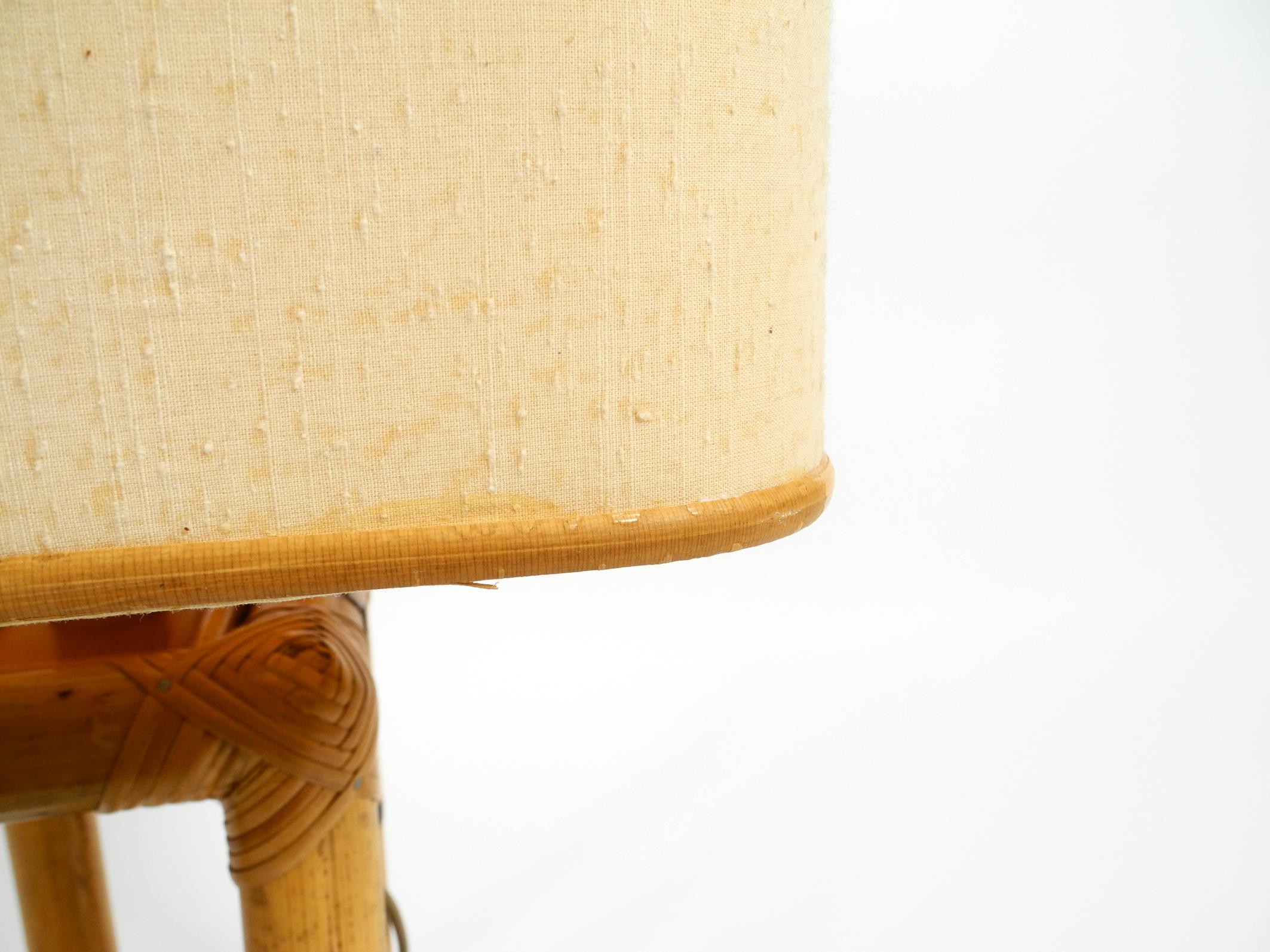 Extra Large 1960s Minimalist Bamboo Table Lamp with a Large Fabric Shade 1