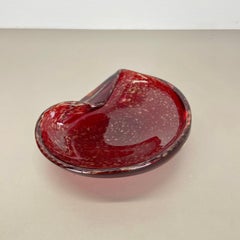 XXL 2,9 kg Murano-Glas-Schale „Red Gold Dust“, Element Shell, Italien, 1970er Jahre