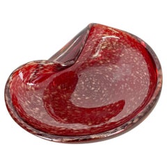 XXL 2,9 kg Murano-Glas-Schale „Red Gold Dust“, Element Shell, Italien, 1970er Jahre