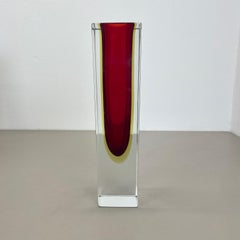 xxl 30cm 2.9kg Murano Glass Sommerso Cube Vase by Flavio Poli., Italy, 1970s