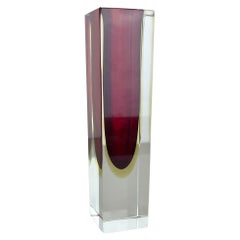 xxl 30 cm, 2,9 kg, Murano Glass Sommerso-Würfelvase von Flavio Poli, Italien, 1970er Jahre