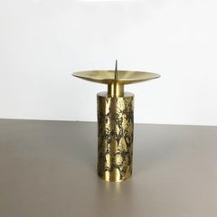 Extra Large Modernist Vintage 1970s Sculptural Brutalist Brass Candleholder
