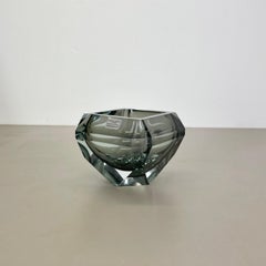xxl 3.3kg Glass Faceted "diamond" Sommerso Bowl Element Murano Italy, 1970s