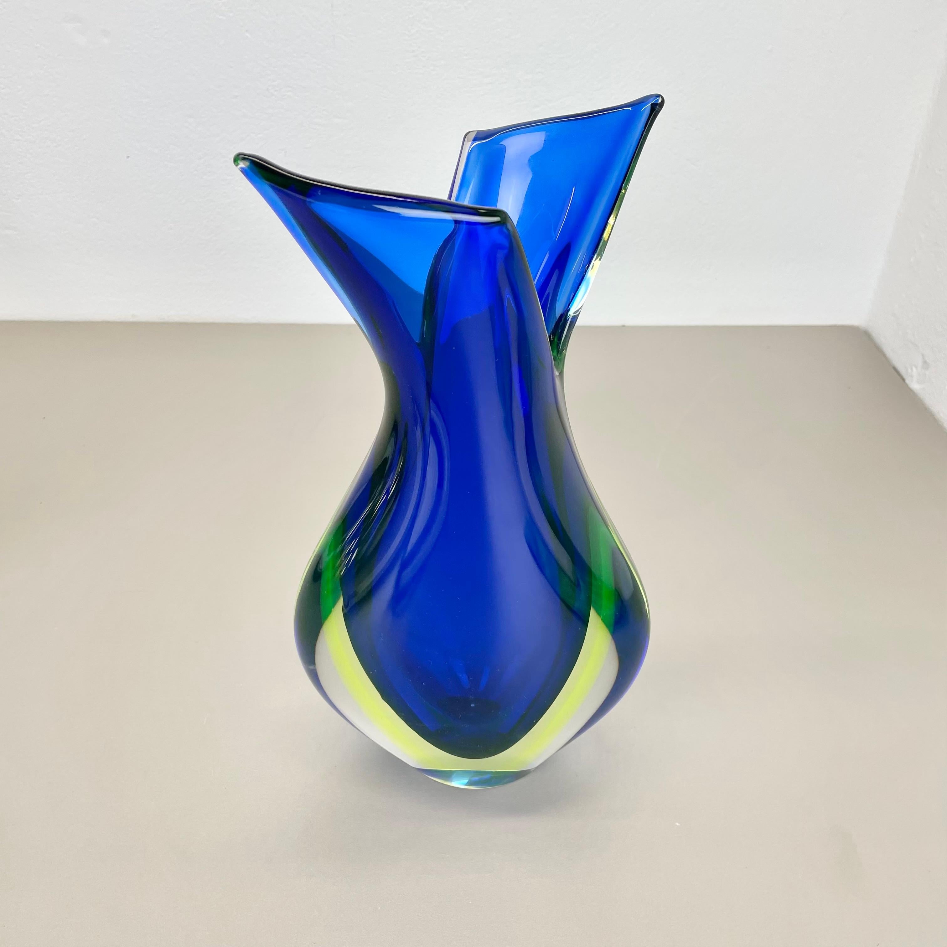 Italian xxl 36cm 4.9kg Sommerso Glass Vase by Flavio Poli for SEGUSO, Murano, Italy 1970 For Sale
