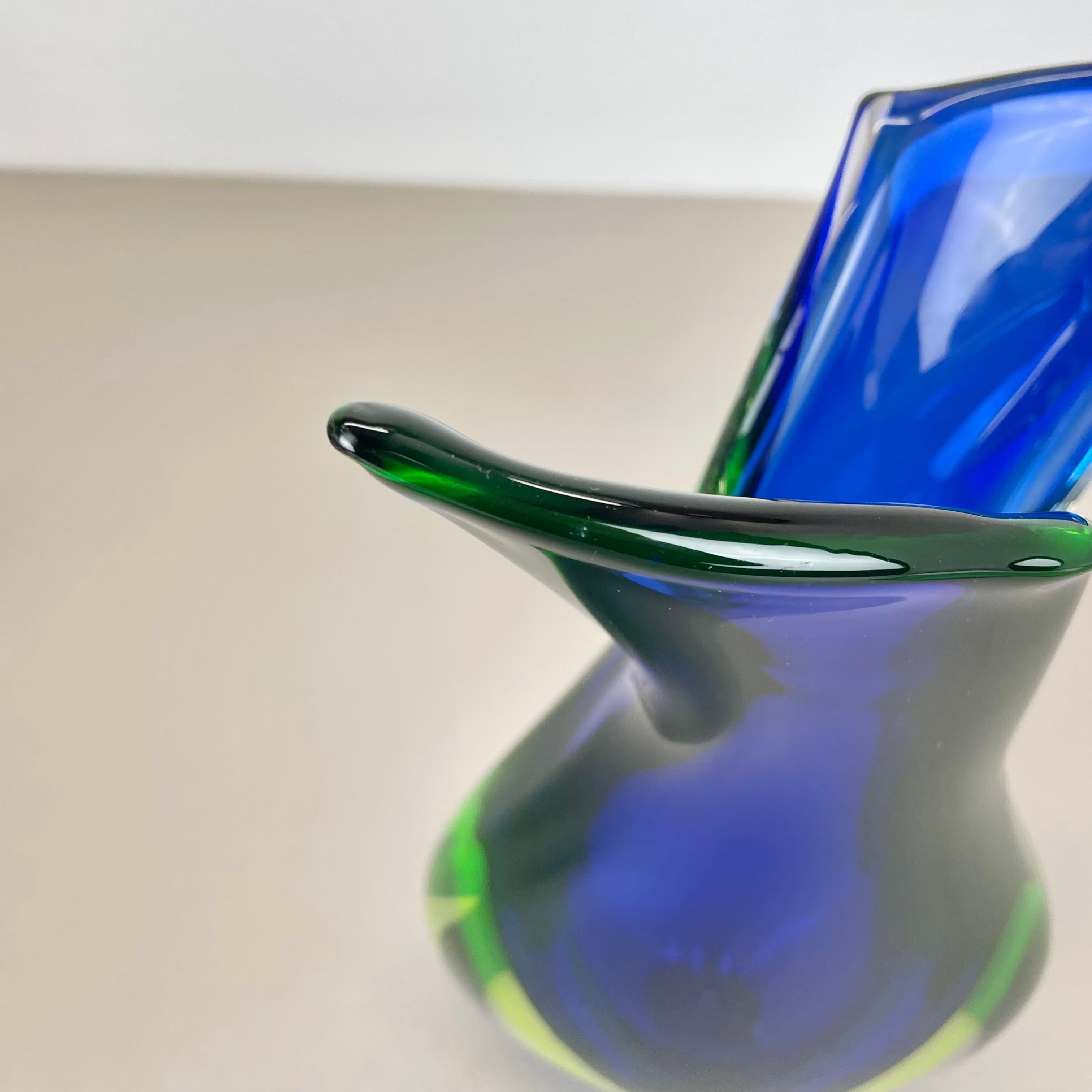 20th Century xxl 36cm 4.9kg Sommerso Glass Vase by Flavio Poli for SEGUSO, Murano, Italy 1970 For Sale