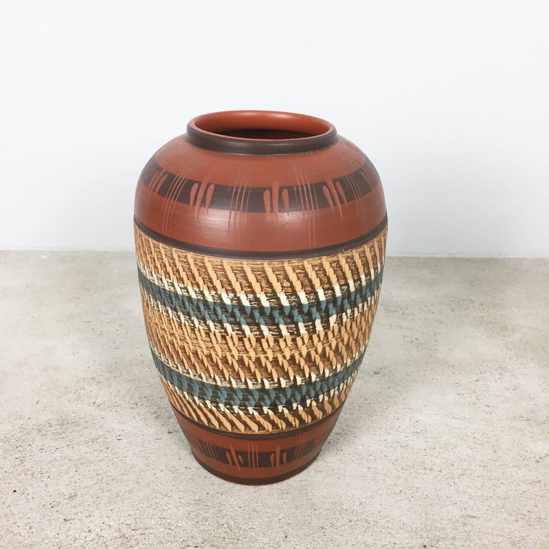 Extra Large Vintage Handmade Ceramic Pottery Floor Vase, Germany, 1960s