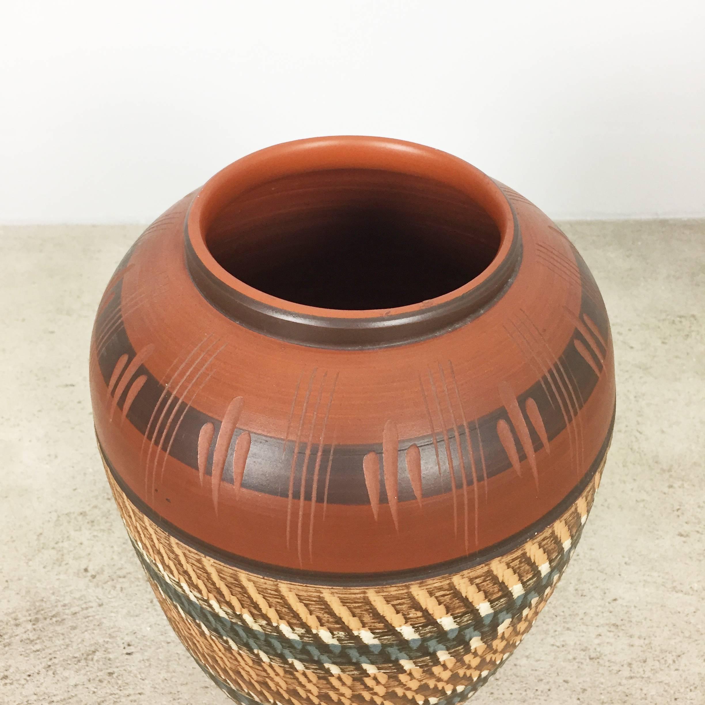 20th Century Extra Large Vintage Handmade Ceramic Pottery Floor Vase, Germany, 1960s For Sale