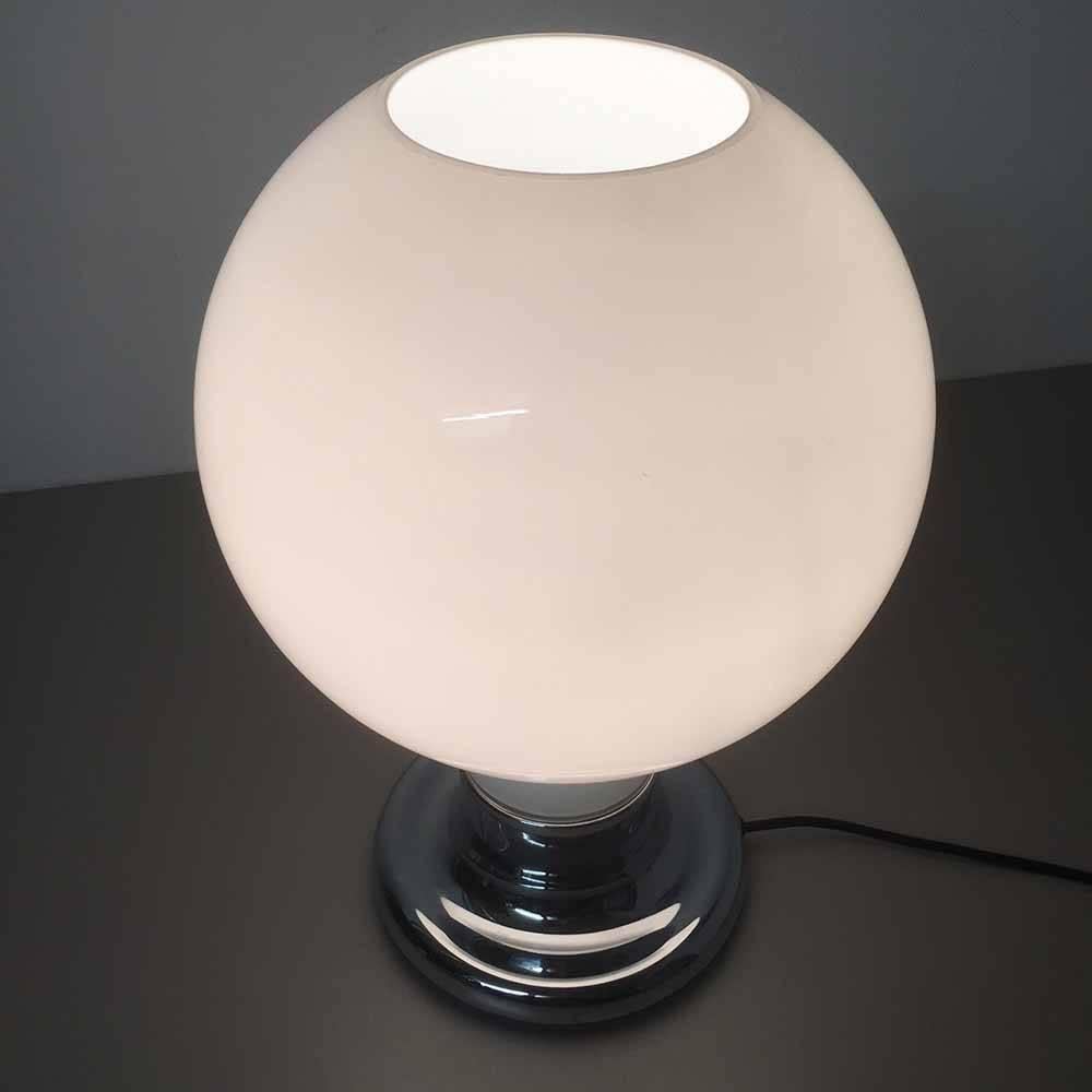 Xxl Table Light with White Murano Bubble Glass Shade from Cosack, 1970s For Sale 3