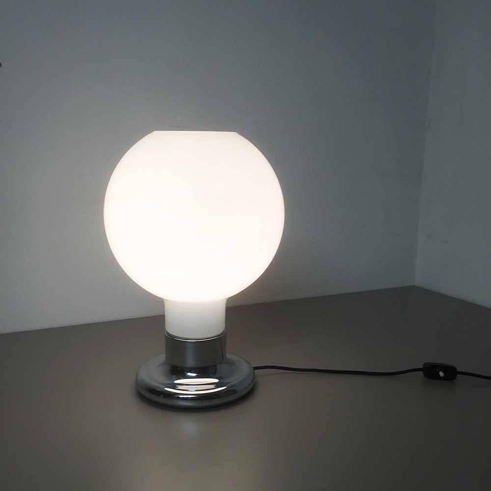German Xxl Table Light with White Murano Bubble Glass Shade from Cosack, 1970s For Sale