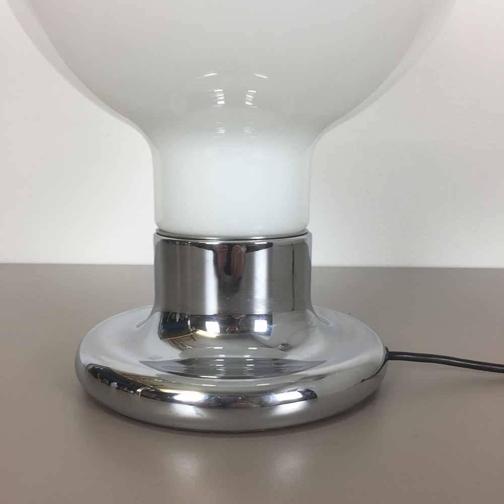 Xxl Table Light with White Murano Bubble Glass Shade from Cosack, 1970s For Sale 1
