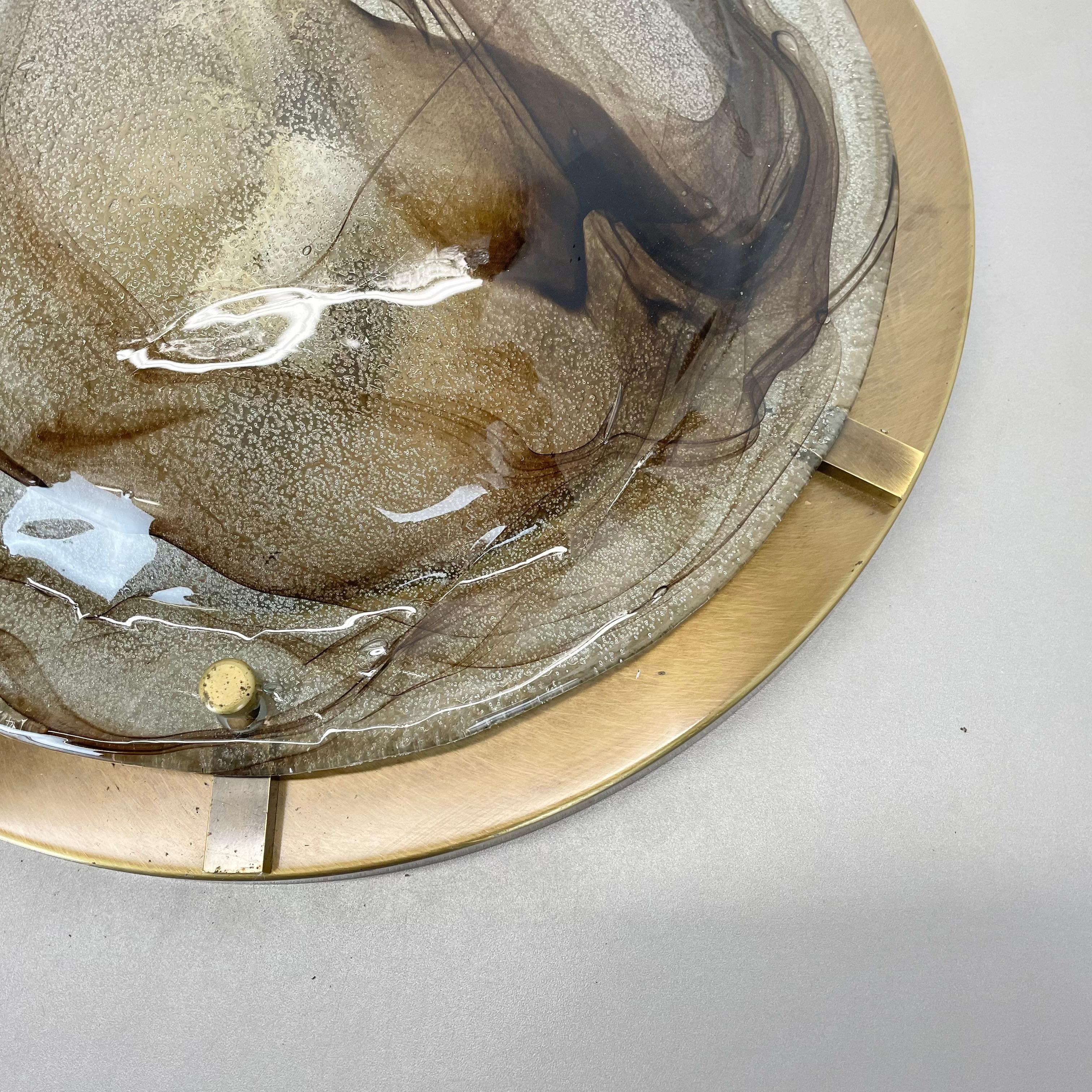 xxl 45cm Wand-Deckenleuchte aus Glas + Messing im Kalmar-Stil, Einbaubeleuchtung, Italien 1980 n1 im Angebot 4