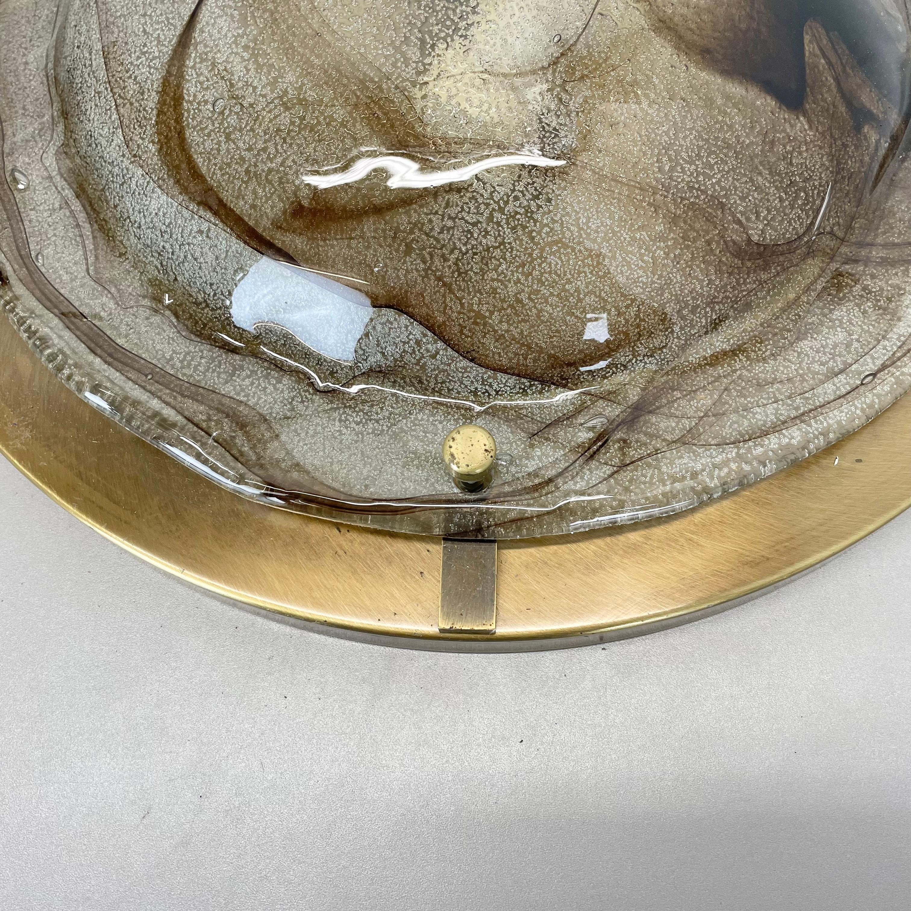 xxl 45cm Wand-Deckenleuchte aus Glas + Messing im Kalmar-Stil, Einbaubeleuchtung, Italien 1980 n1 im Angebot 5