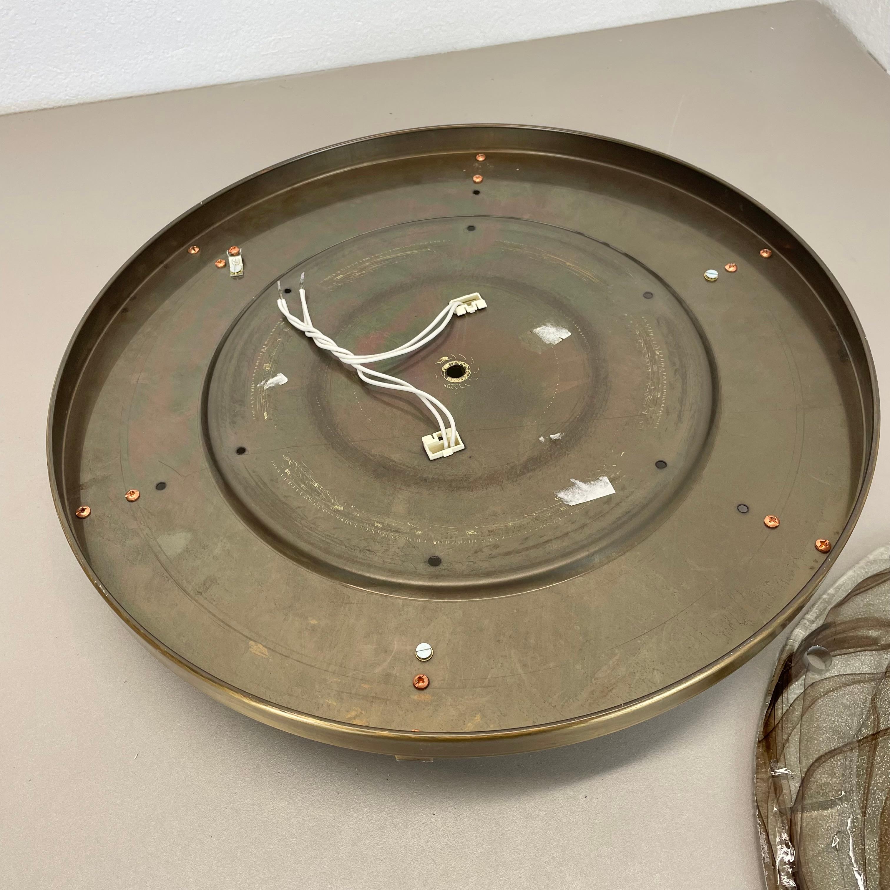 xxl 45cm Wand-Deckenleuchte aus Glas + Messing im Kalmar-Stil, Einbaubeleuchtung, Italien 1980 n1 im Angebot 7