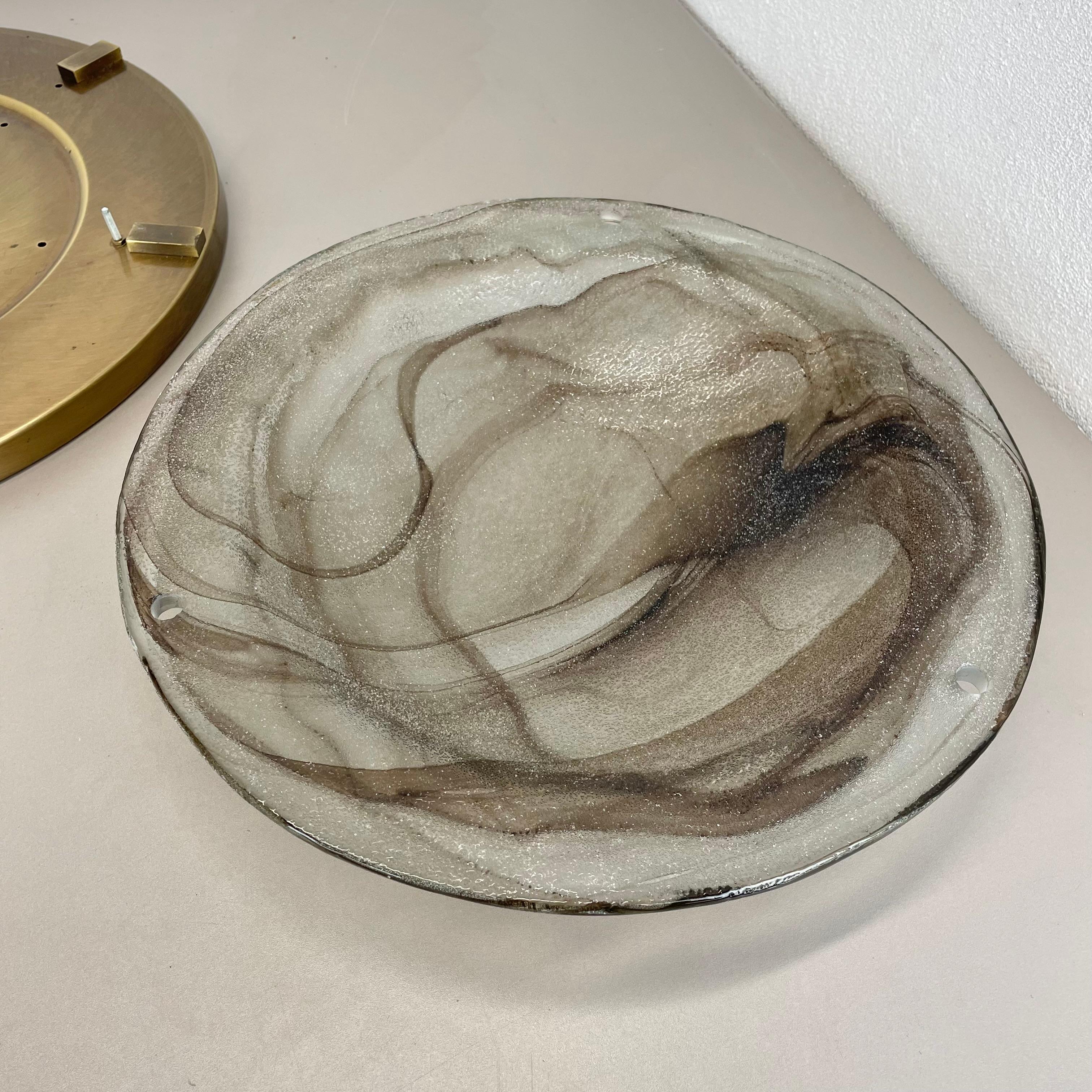 xxl 45cm Wand-Deckenleuchte aus Glas + Messing im Kalmar-Stil, Einbaubeleuchtung, Italien 1980 n1 im Angebot 9