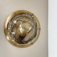 xxl 45cm glass + brass Kalmar Style wall Ceiling Light Flushmount, Italy 1980 n1