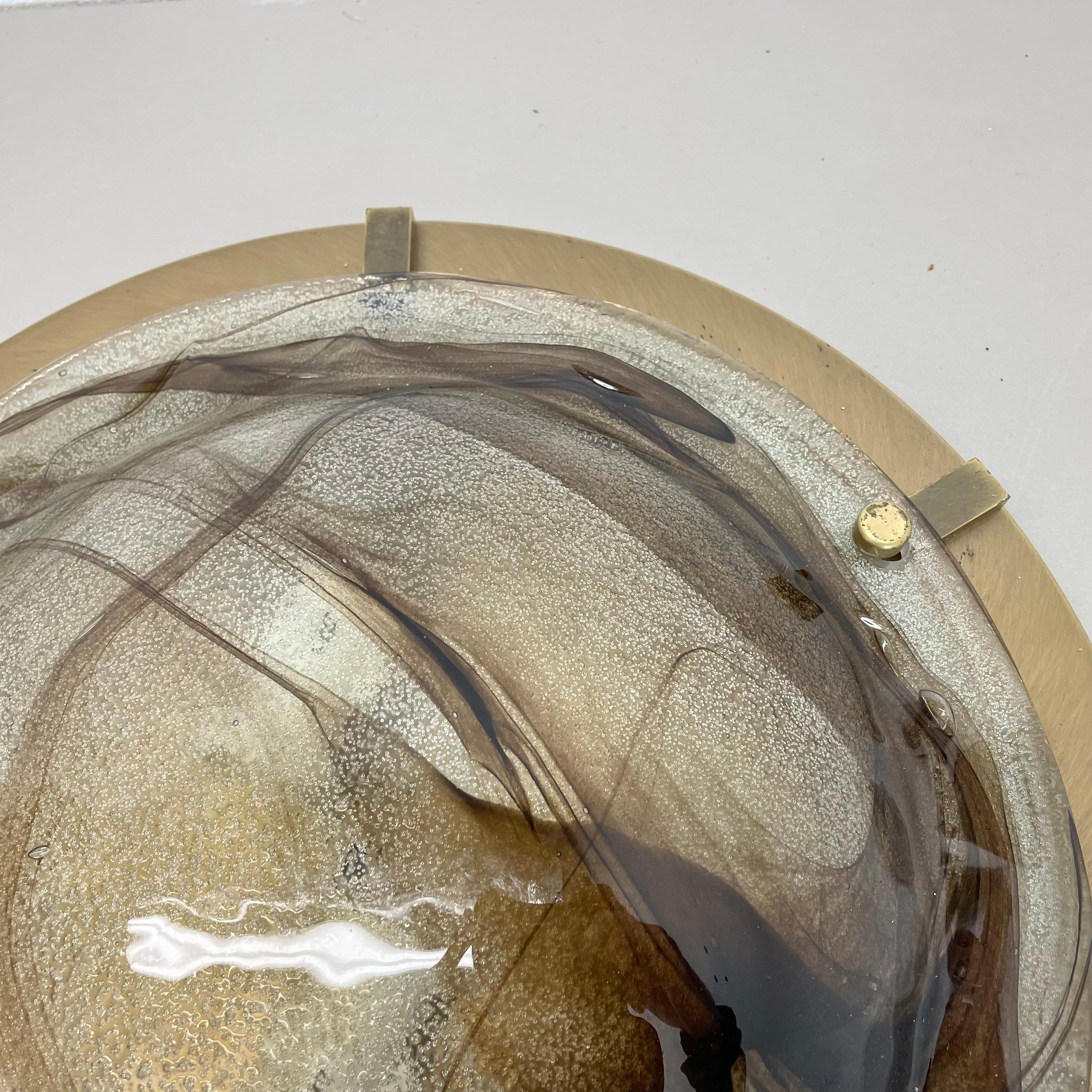 xxl 45cm Wand-Deckenleuchte aus Glas + Messing im Kalmar-Stil, Einbaubeleuchtung, Italien 1980 n1 im Angebot 2