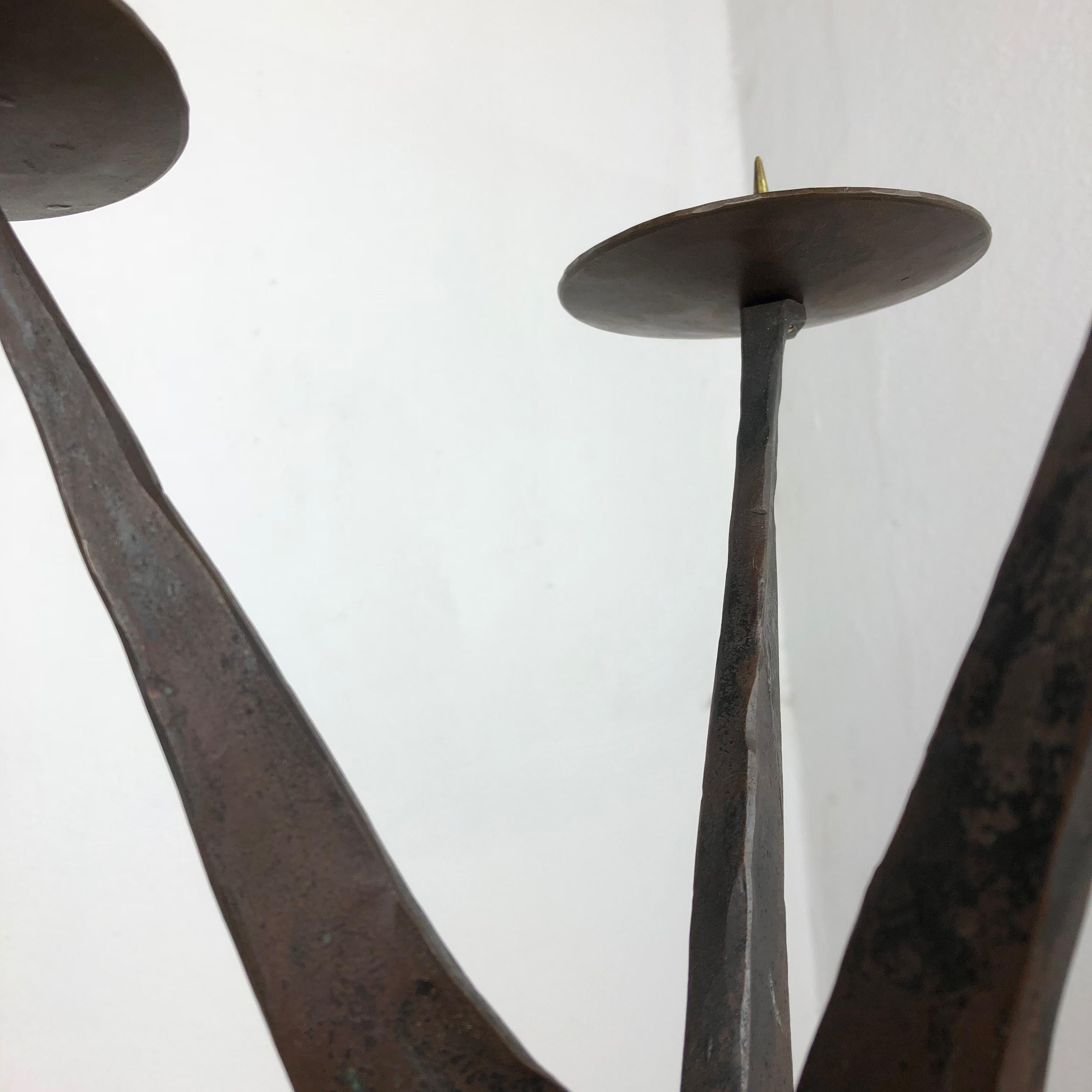 XXL Modernist Sculptural Brutalist Copper Candleholder, Austria, 1950s 5