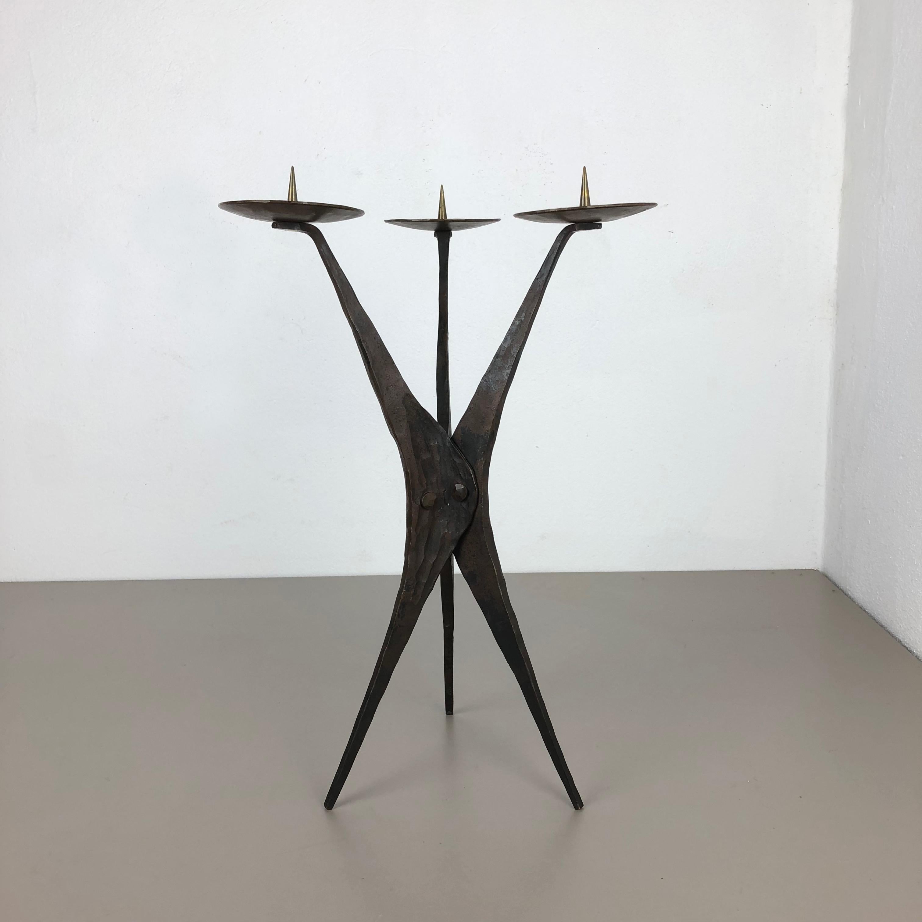 XXL Modernist Sculptural Brutalist Copper Candleholder, Austria, 1950s 14