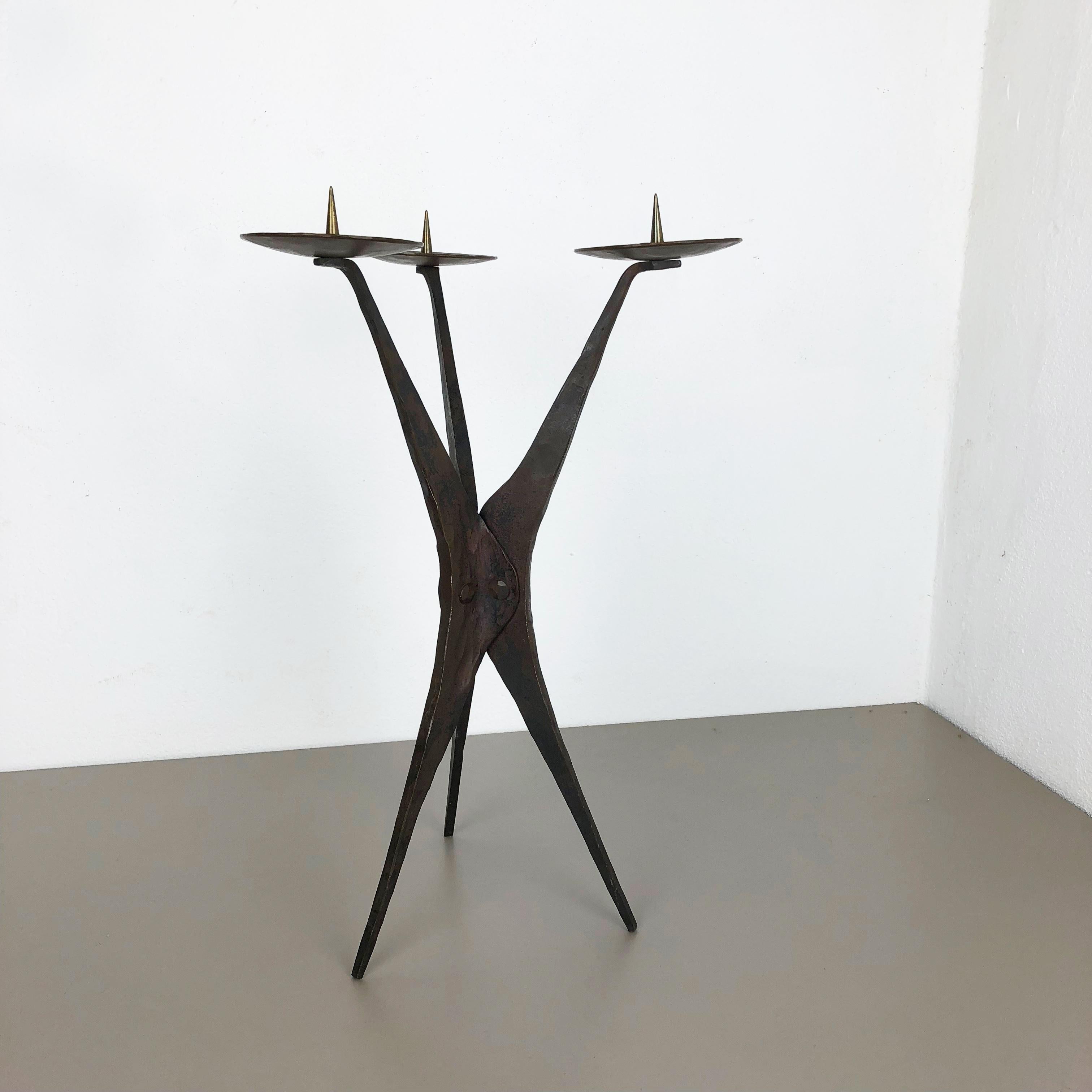 Scandinavian Modern XXL Modernist Sculptural Brutalist Copper Candleholder, Austria, 1950s