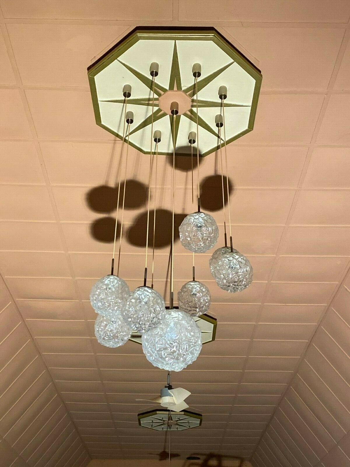 XXL 60s 70s Ceiling Light Hanging Lamp Cascade Lamp Hillebrand Design 60s For Sale 7