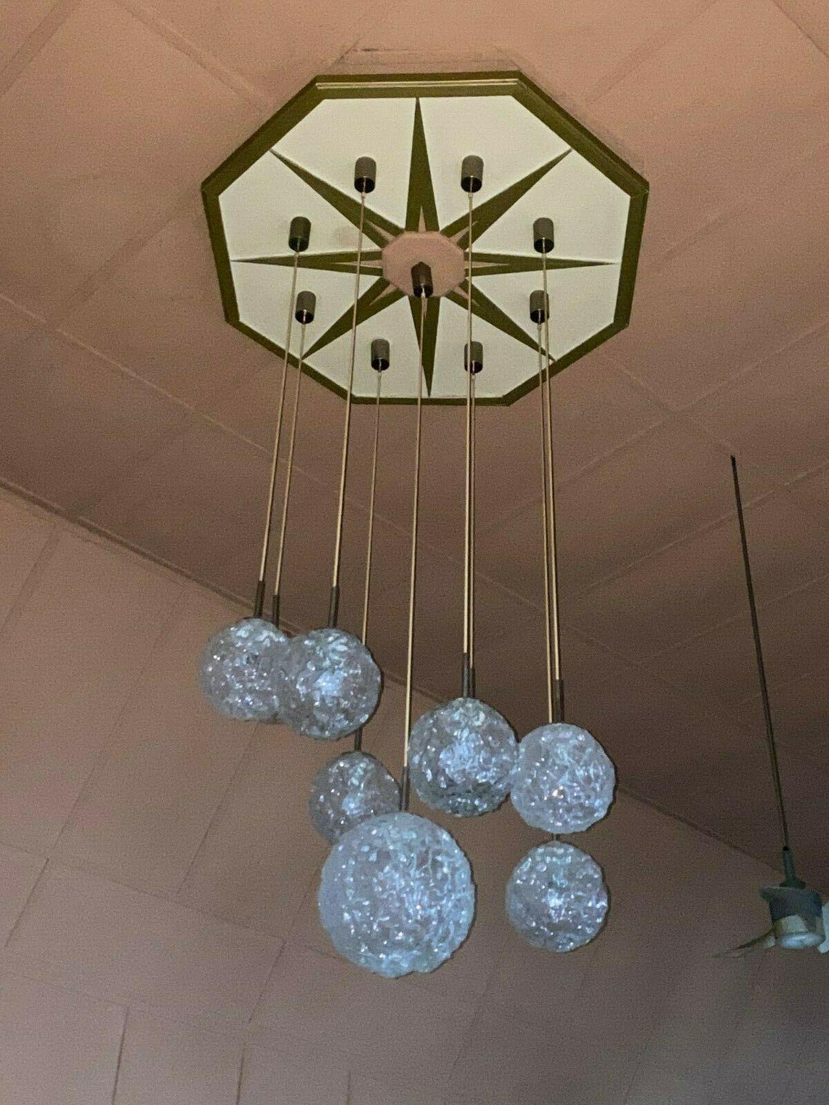 European XXL 60s 70s Ceiling Light Hanging Lamp Cascade Lamp Hillebrand Design 60s For Sale