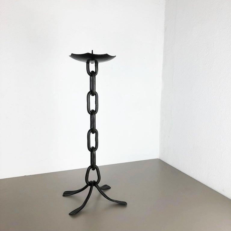 Extra Large Modernist Vintage Sculptural Brutalist Metal Candleholder, Austria For Sale 9